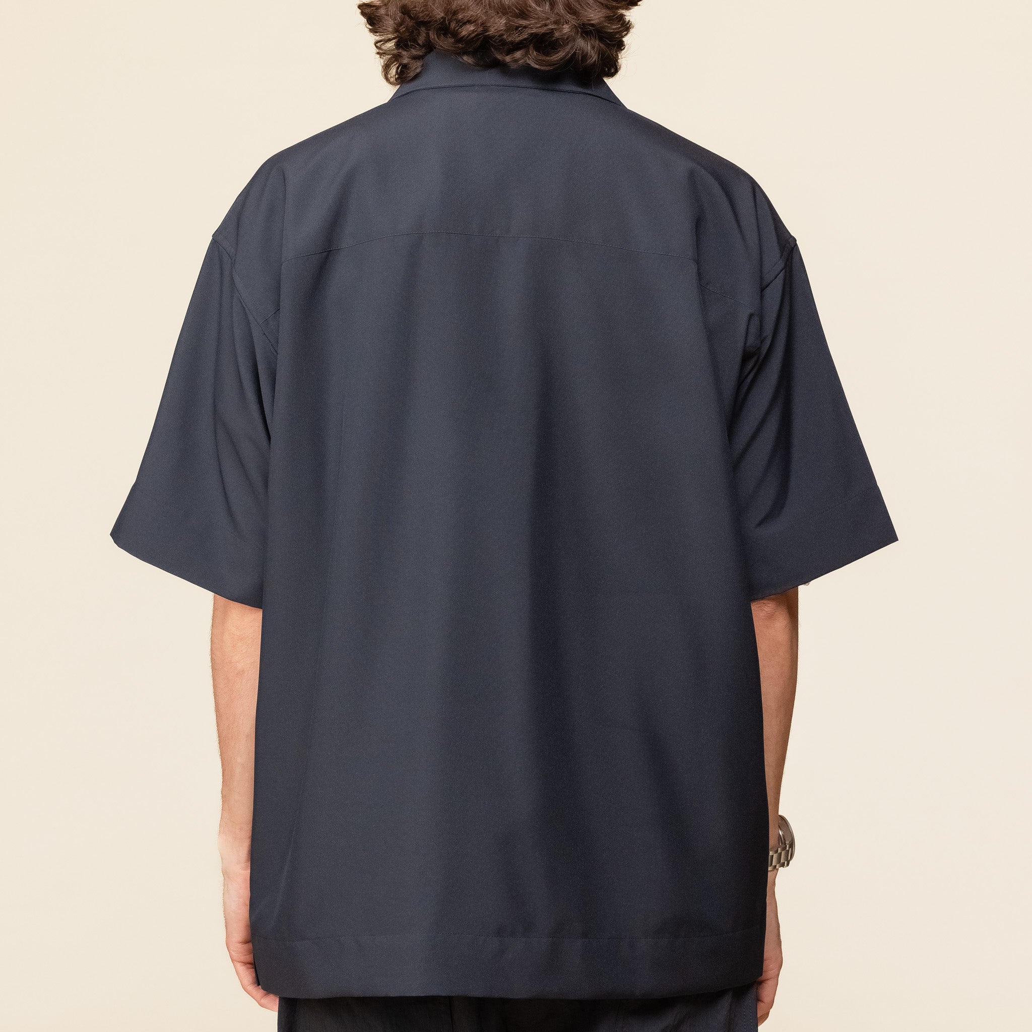 Meanswhile - Tropical Open Collar Side Slit Shirt - Navy