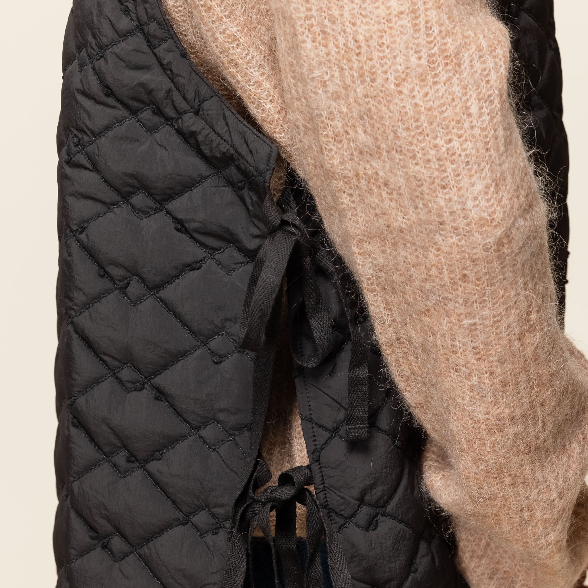 Merely Made - Premium Jacquard Quilt Vest Jacket - Matte Black