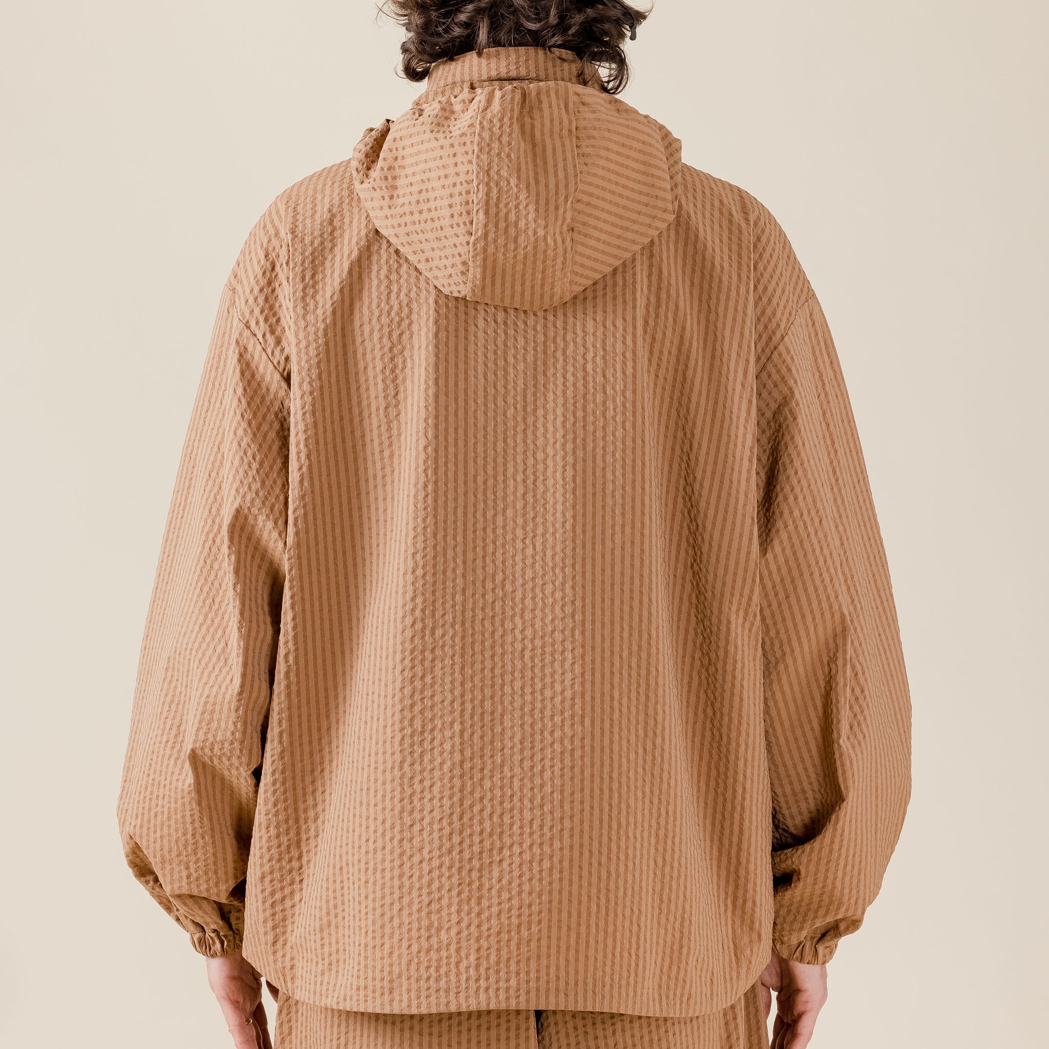 "Tightbooth Stockists" "tightbooth Japan" "tightbooth skate" Shinpei Ueno Tightbooth - Seersucker Stripe Track Jacket - Beige