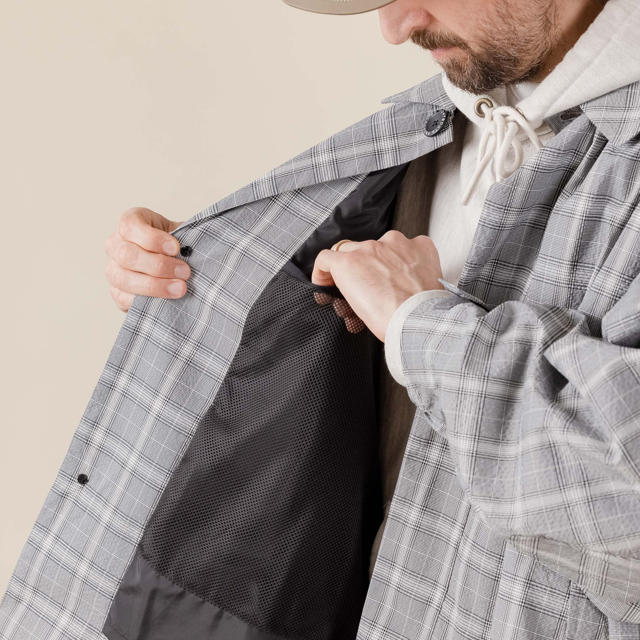 "Tightbooth Stockists" "tightbooth Japan" "tightbooth skate" Shinpei Ueno Tightbooth - Seersucker Big Coat - Grey