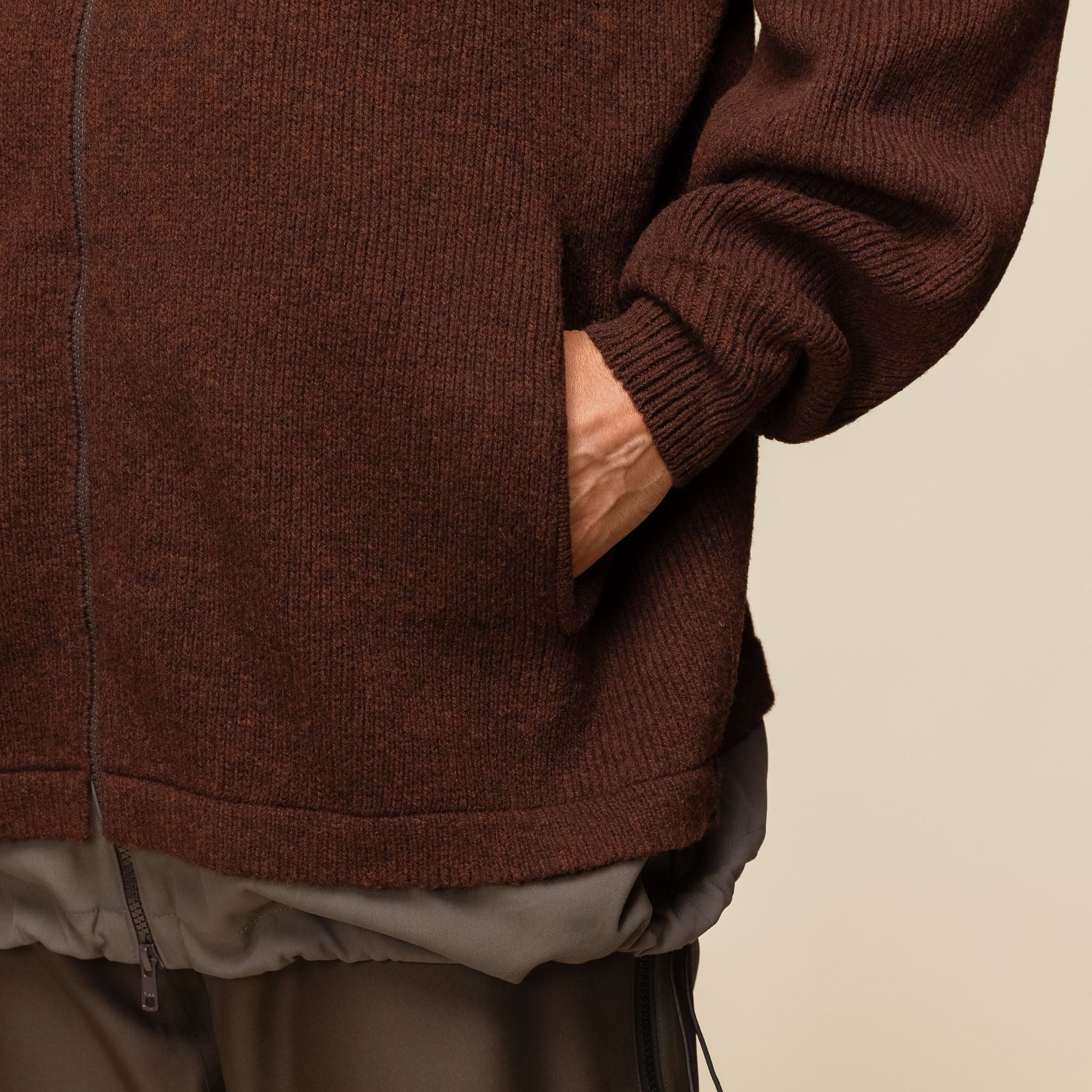 AG231018CF-12-S GR10K - Felted Knit Jacket - Rusty Brown