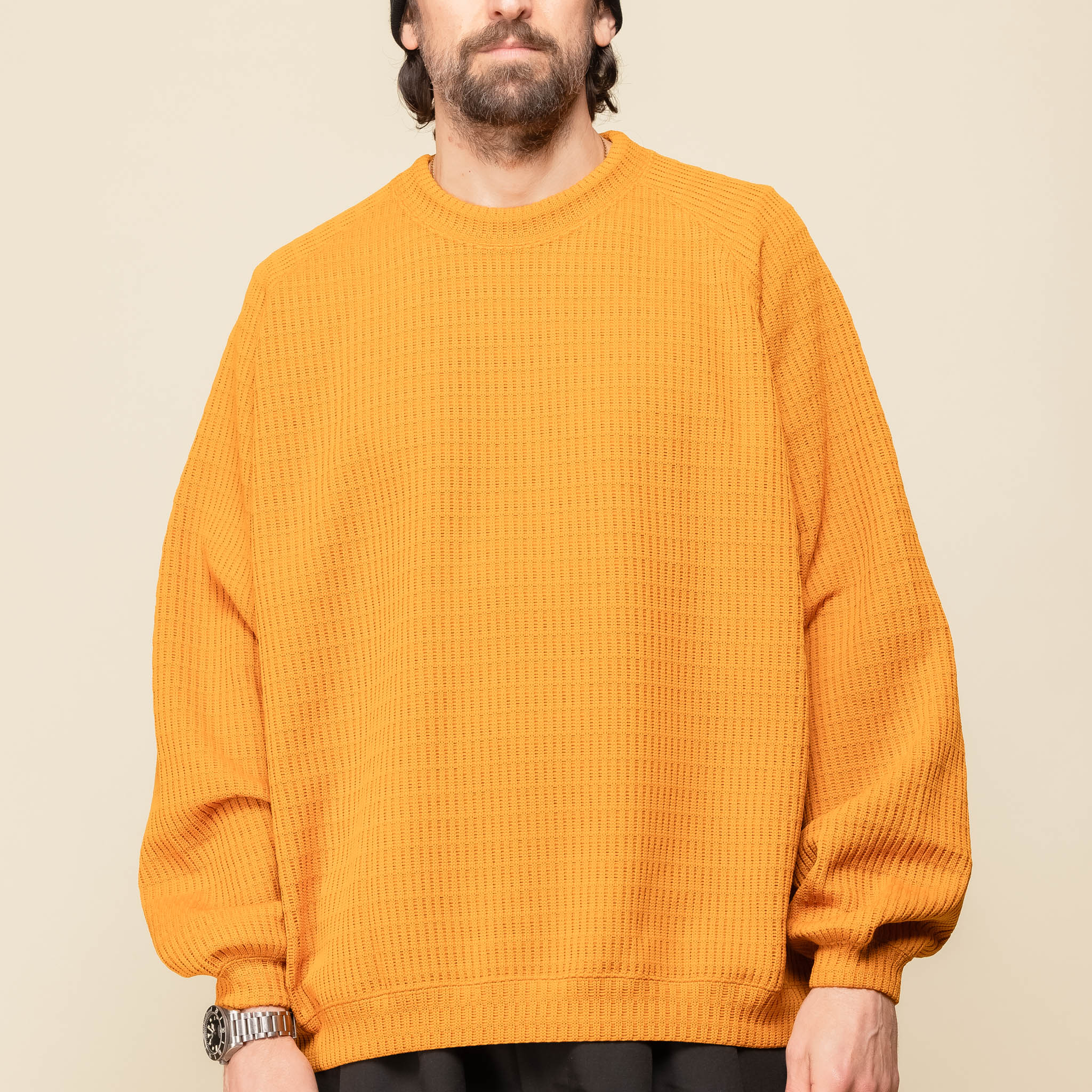 Tightbooth - Mystery Gauge Crew Knit Sweater - Mustard "tightbooth stockists" "tightbooth Japan"