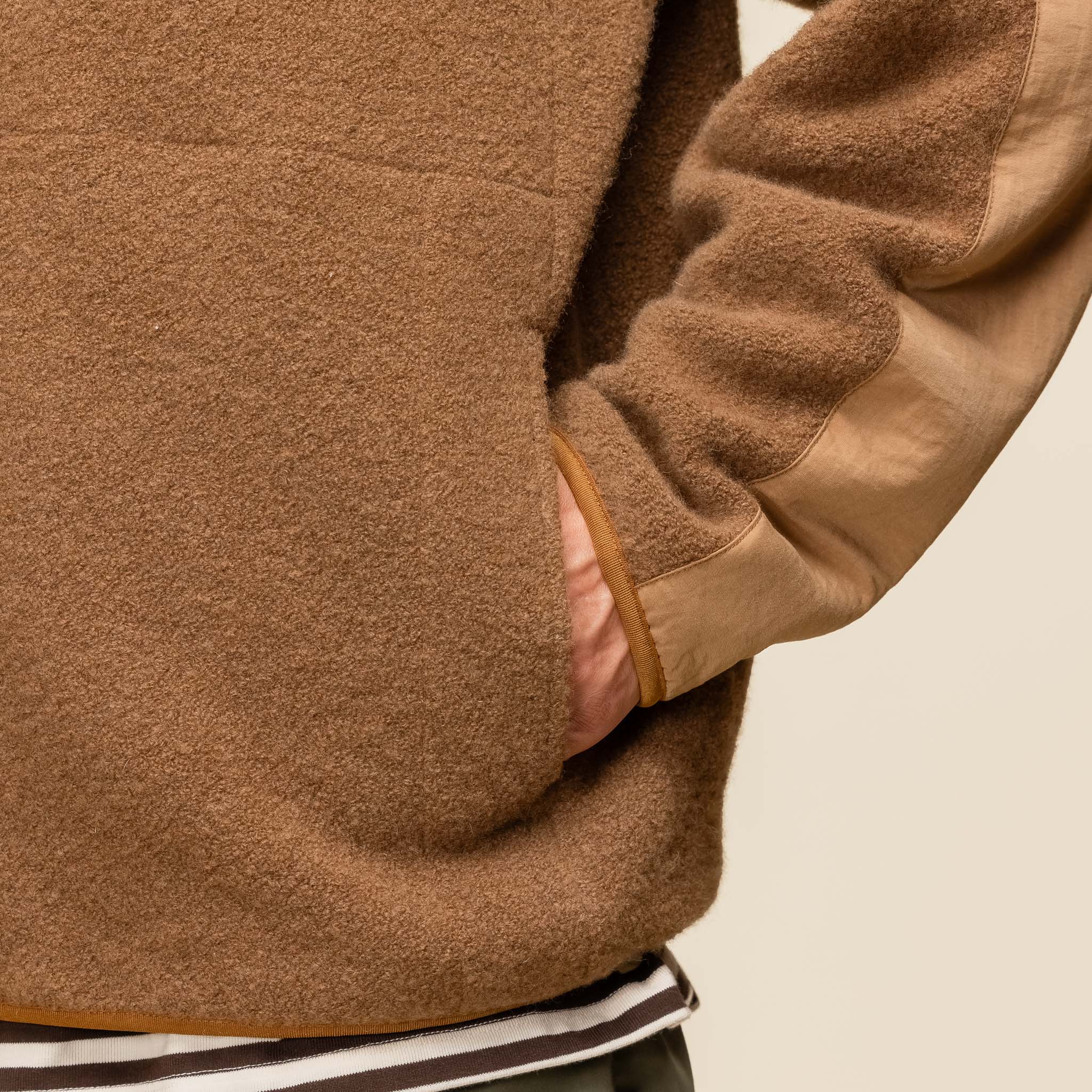 Nanamica - Boiled Wool Zip Up Sweater - Light Brown S24FJ031E