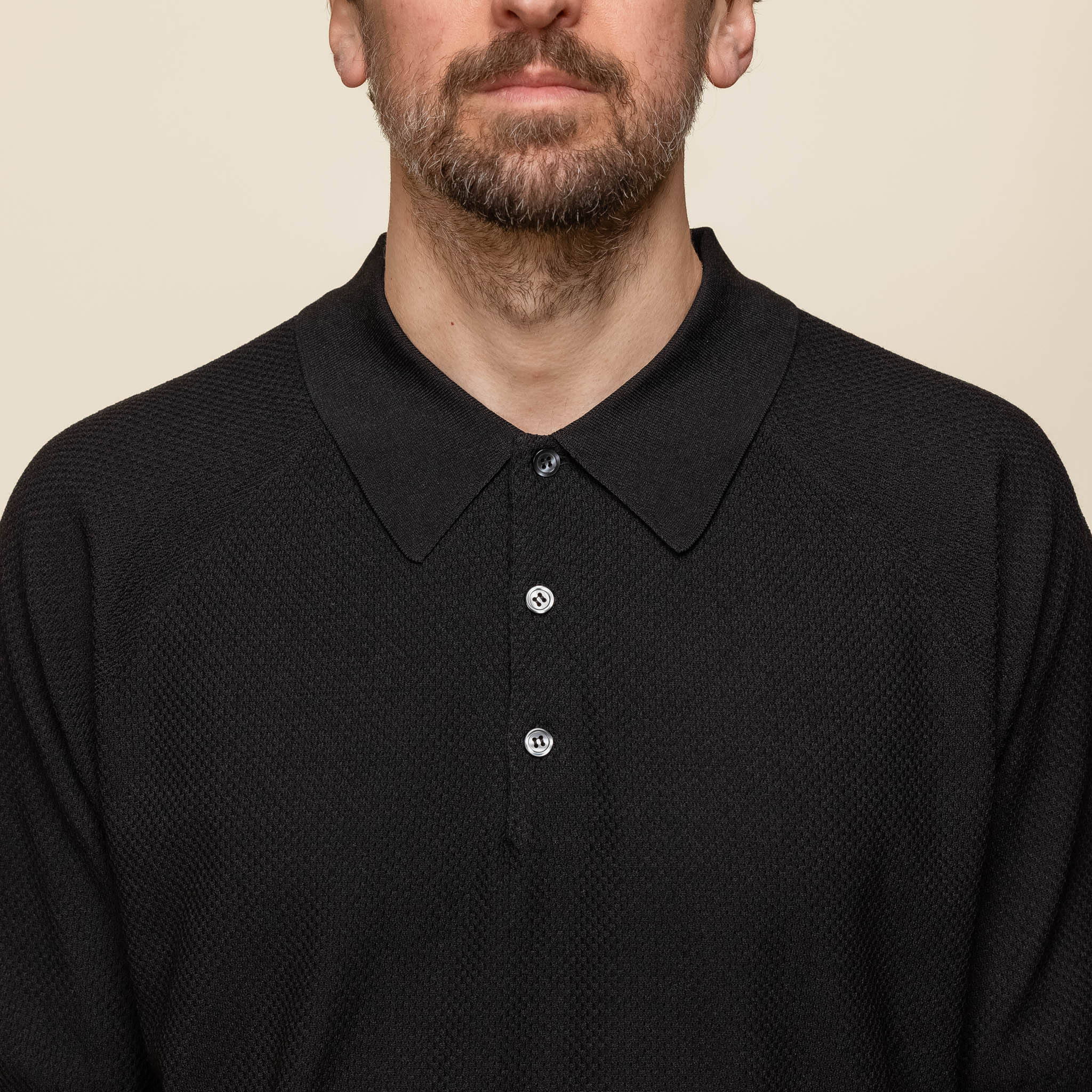 Goldwin - Wholegarment Wool Blend Knit Polo Shirt - Black