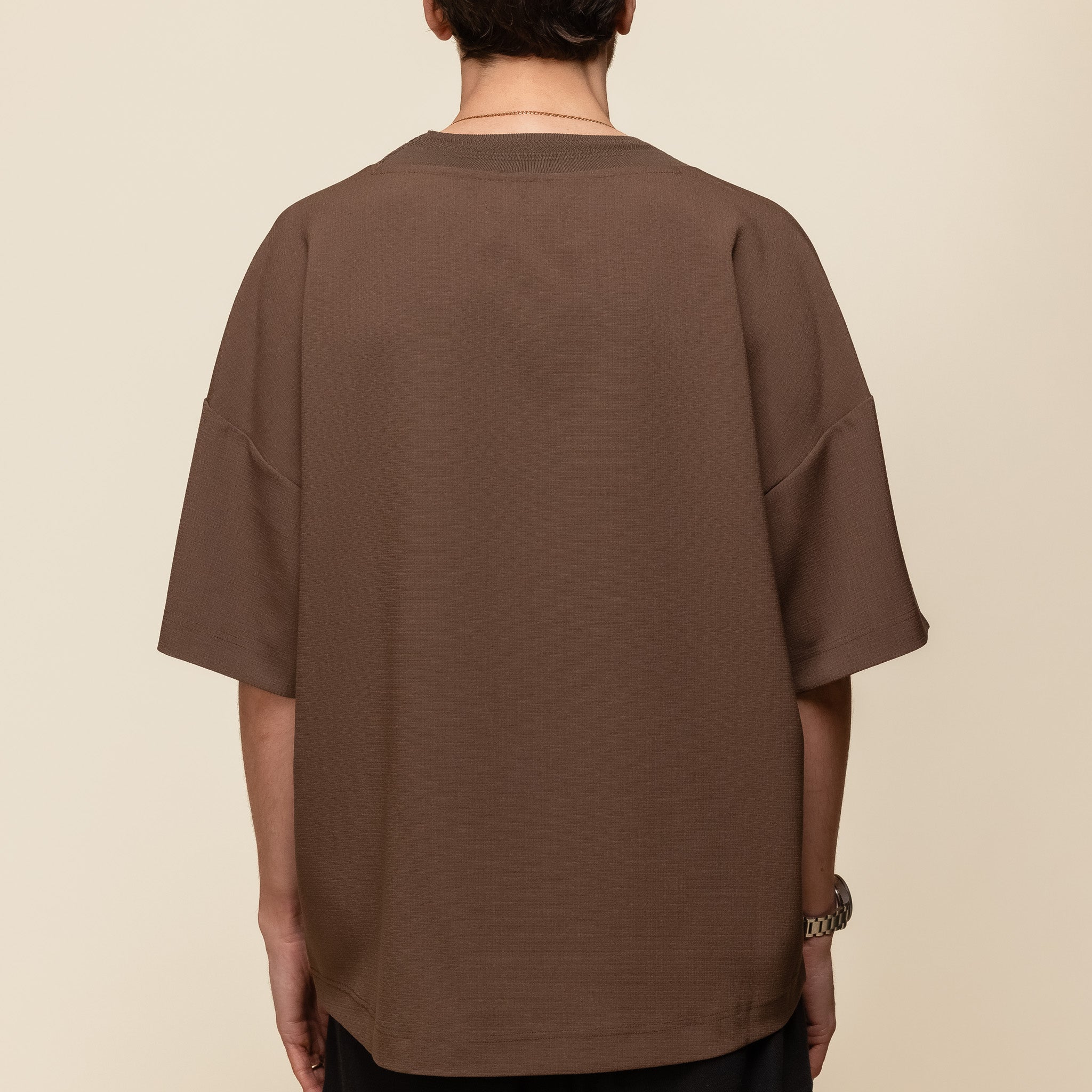 Merely Made - Wide Round Neckline T-Shirt - Wood Brown