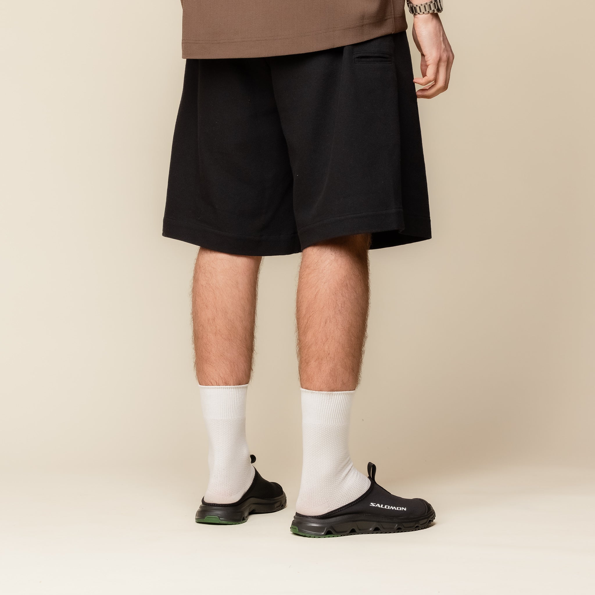 Merely Made - Premium Dobby Cotton Wide Shorts - Black
