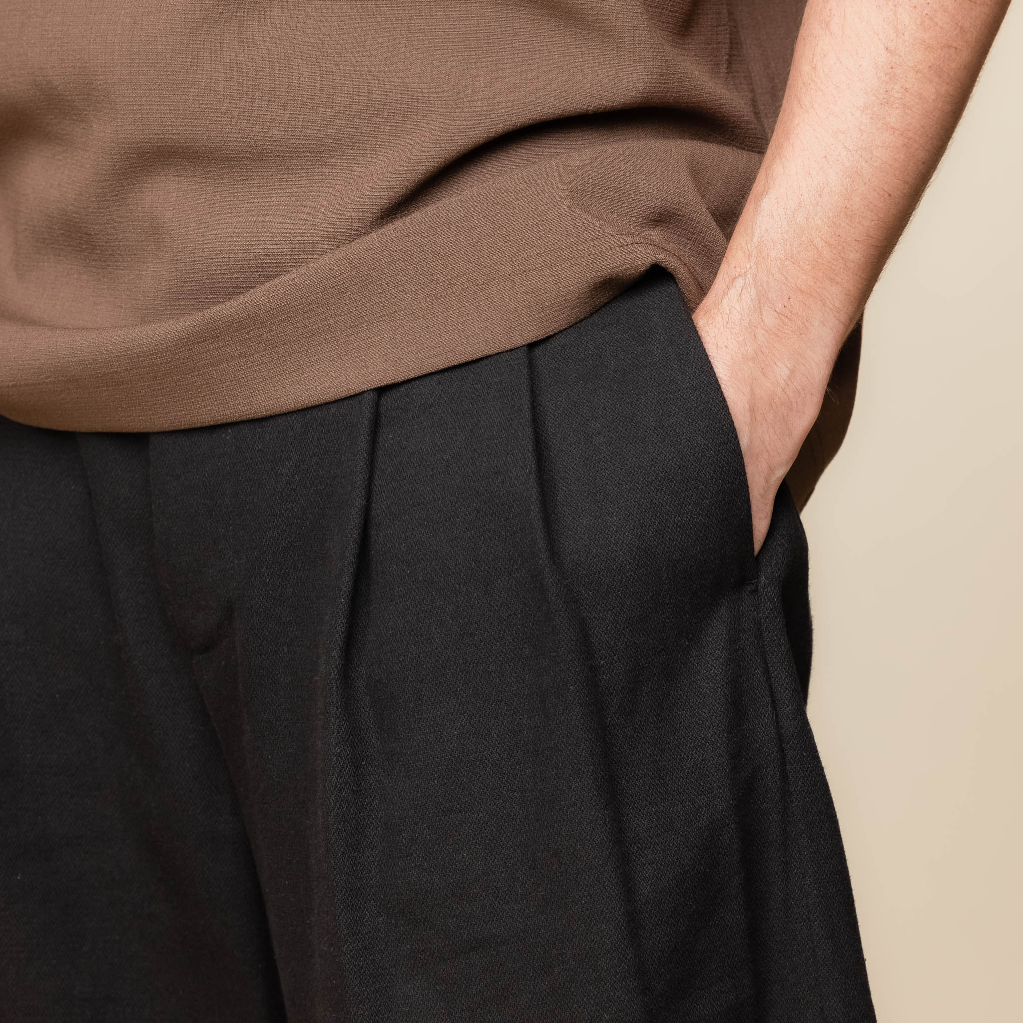 Merely Made - Premium Dobby Cotton Wide Shorts - Black