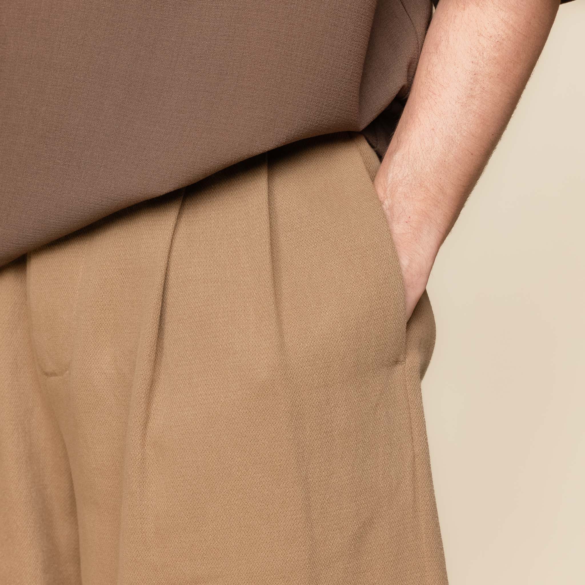 Merely Made - Premium Dobby Cotton Wide Shorts - Cappuccino
