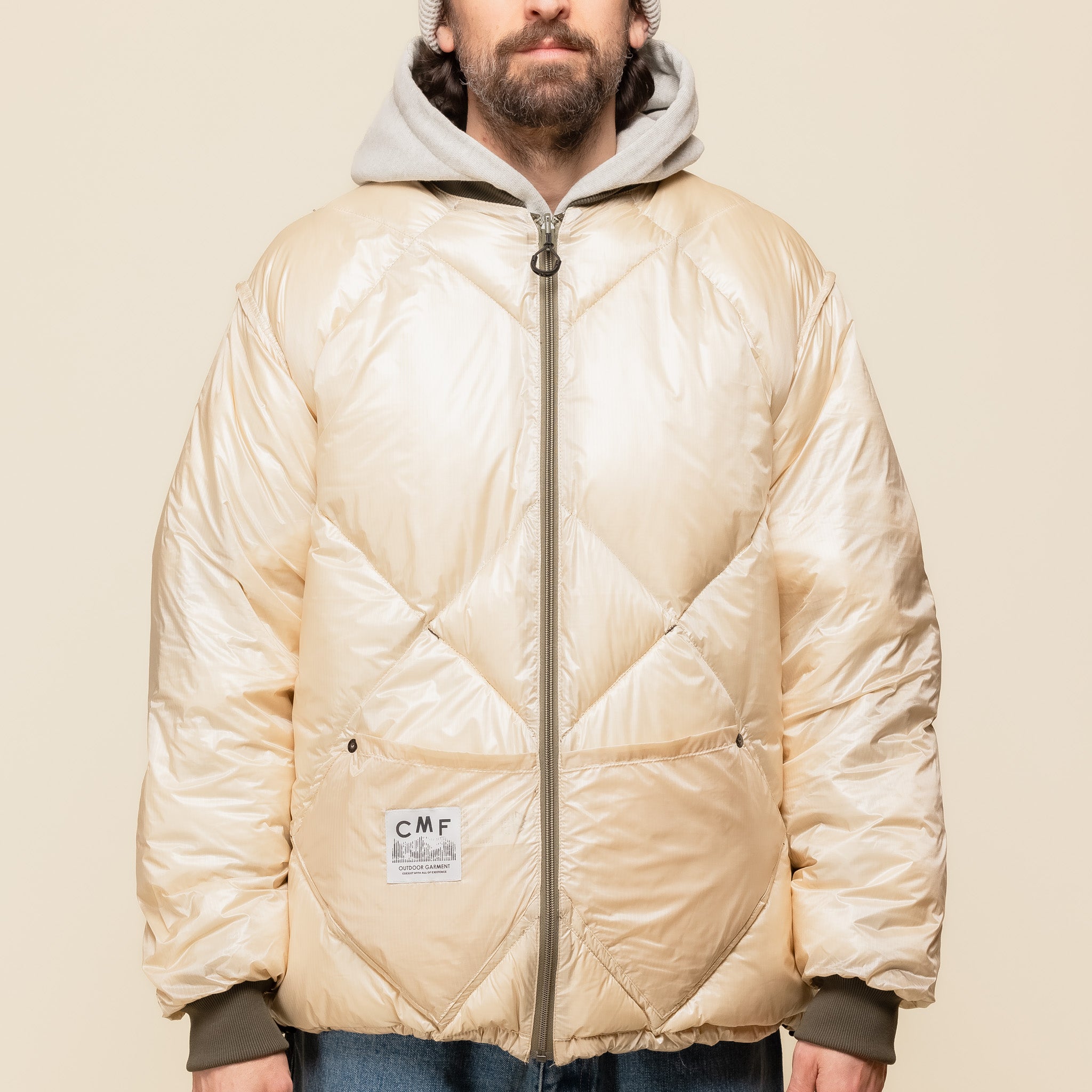CMF Comfy Outdoor Garment x TTOO - Classic Diamond Down Jacket - Military Green x Beige
