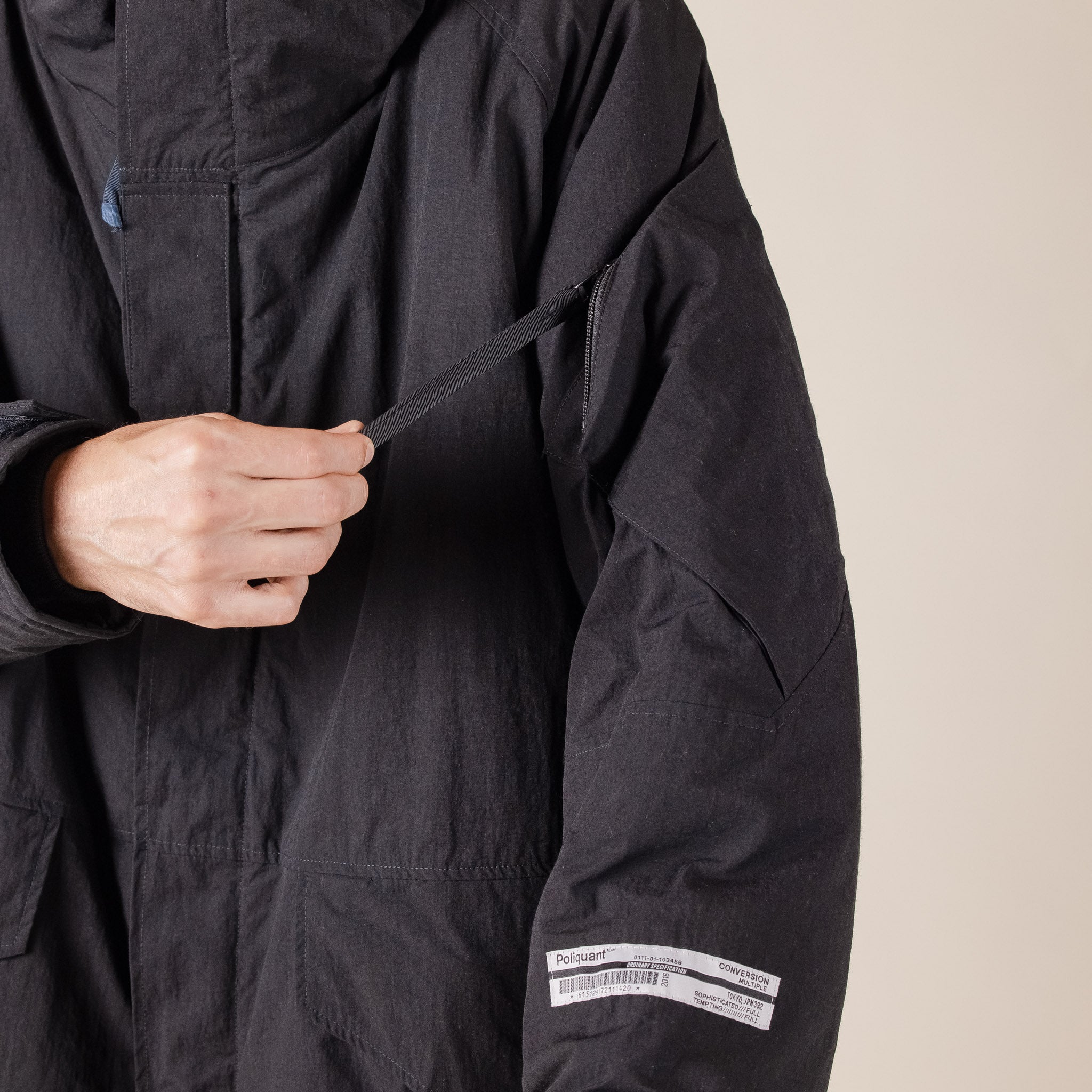 Poliquant - E.C.W.C.S. Hooded Field Jacket - Black "poliquant stockists" "poliquant japan" "poliquant usa"