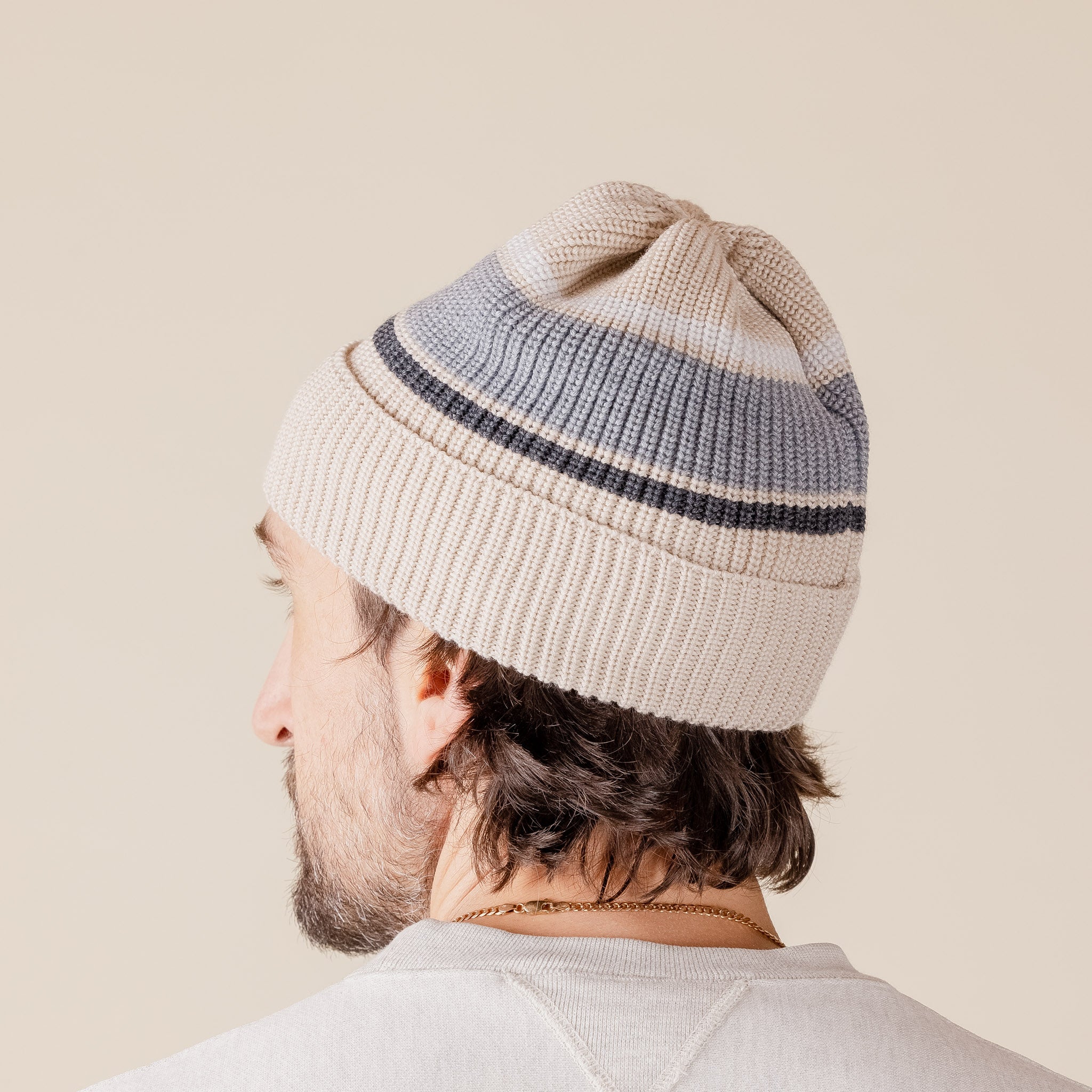 Found Feather - Stripe Beanie - Beige FW23KL05COT