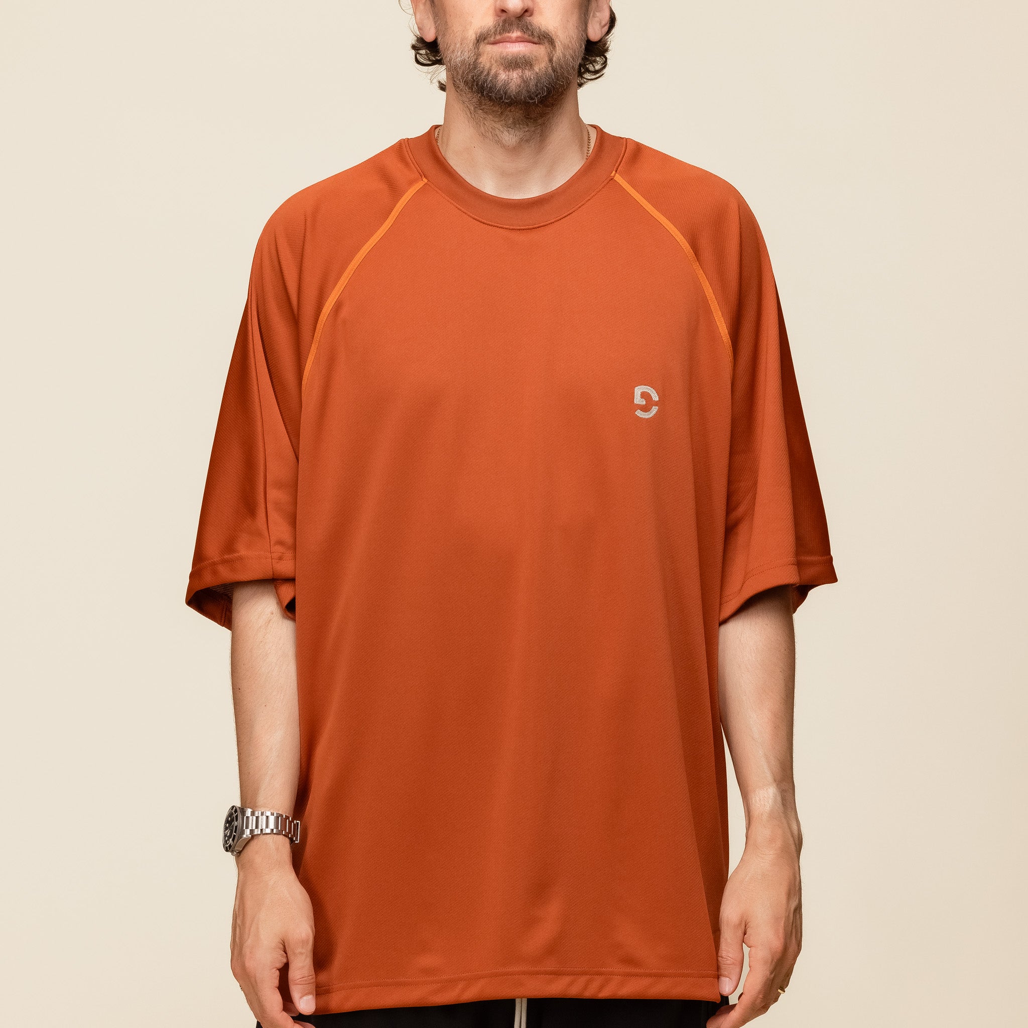GOOPiMADE - “Rve-T3” Riverside Track Tee - Pumpkin