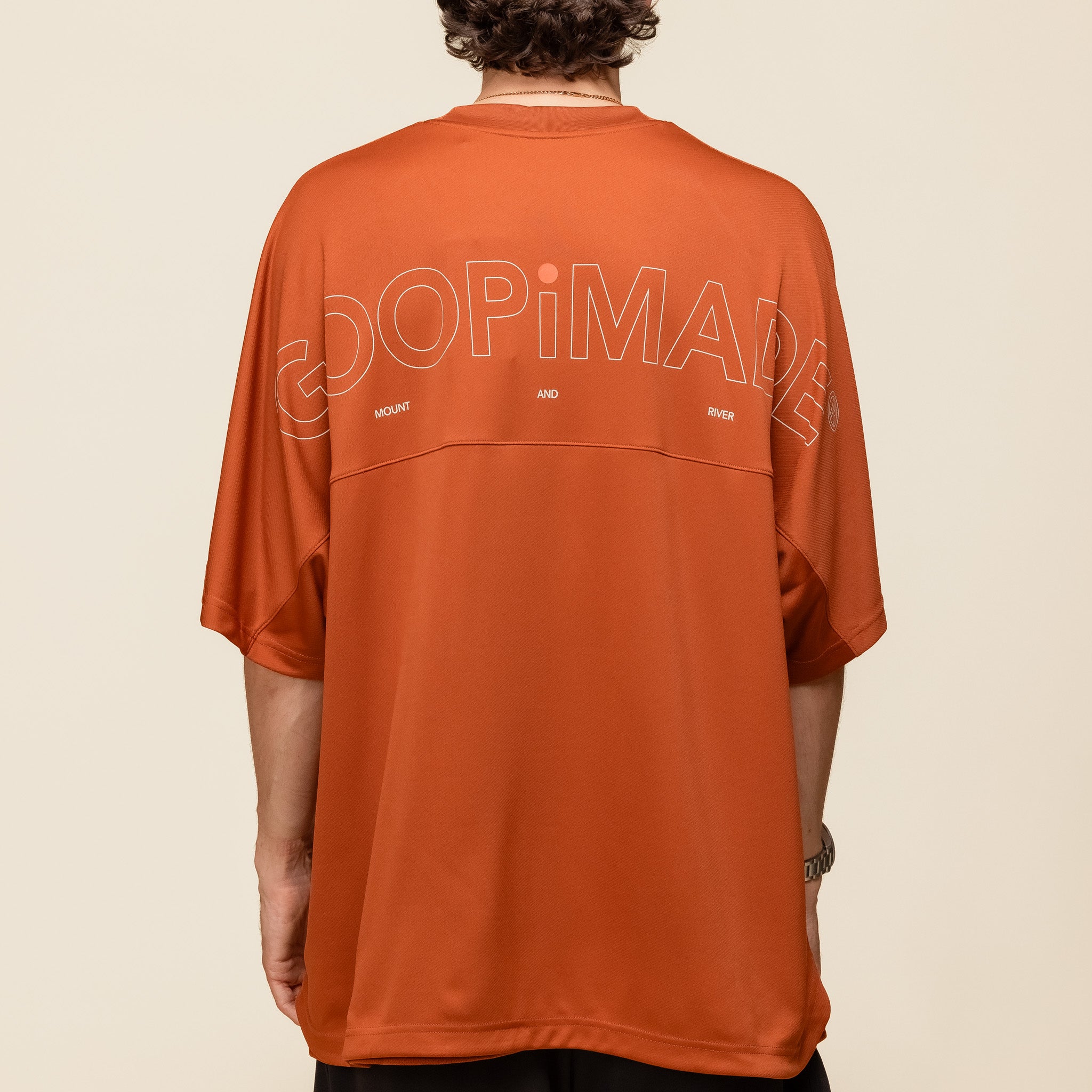 GOOPiMADE - “Rve-T3” Riverside Track Tee - Pumpkin