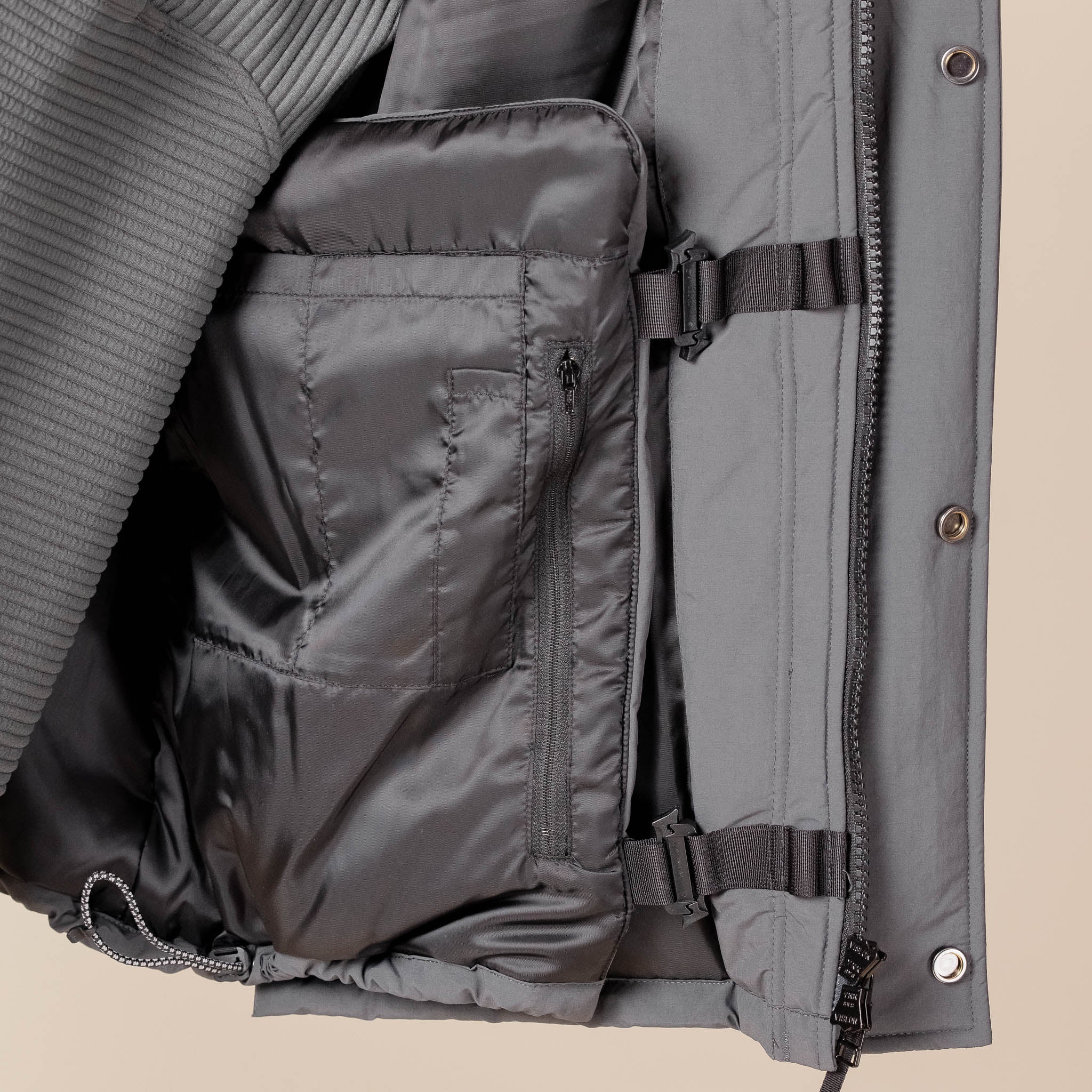 Meanswhile - Side Slit Padding Vest Jacket MW-JKT23210 - Charcoal "meanswhile stockists" "meanswhile sale" "meanswhile ssense"