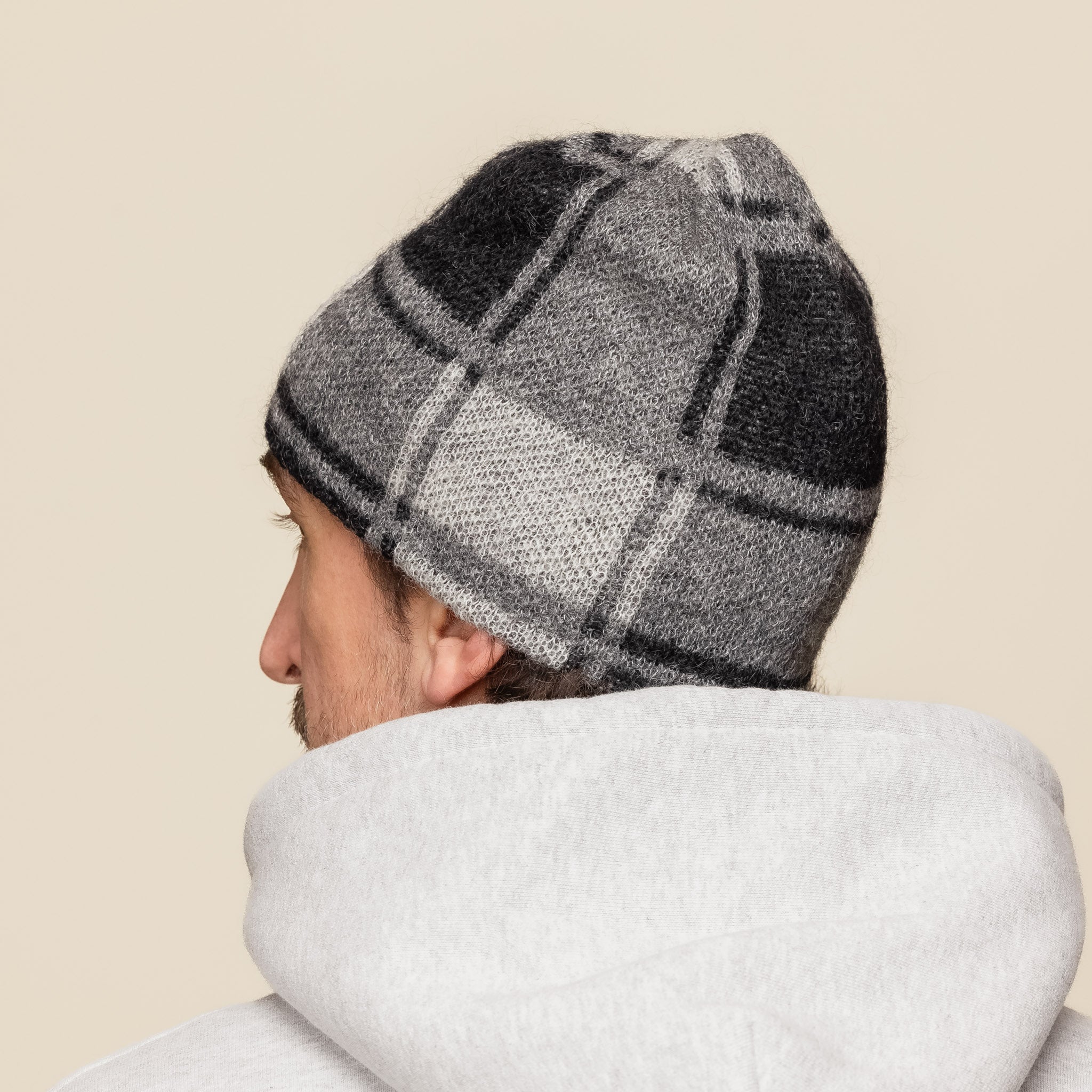 Found Feather - Mohair Plaid Skully - Black