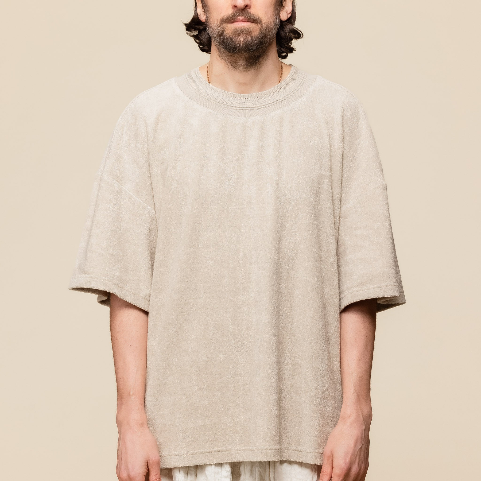 Merely Made - Hmong Den Wide Roundneck T-shirt - Sand Beige 24SML242TS "merely made website" "merely made stockist"