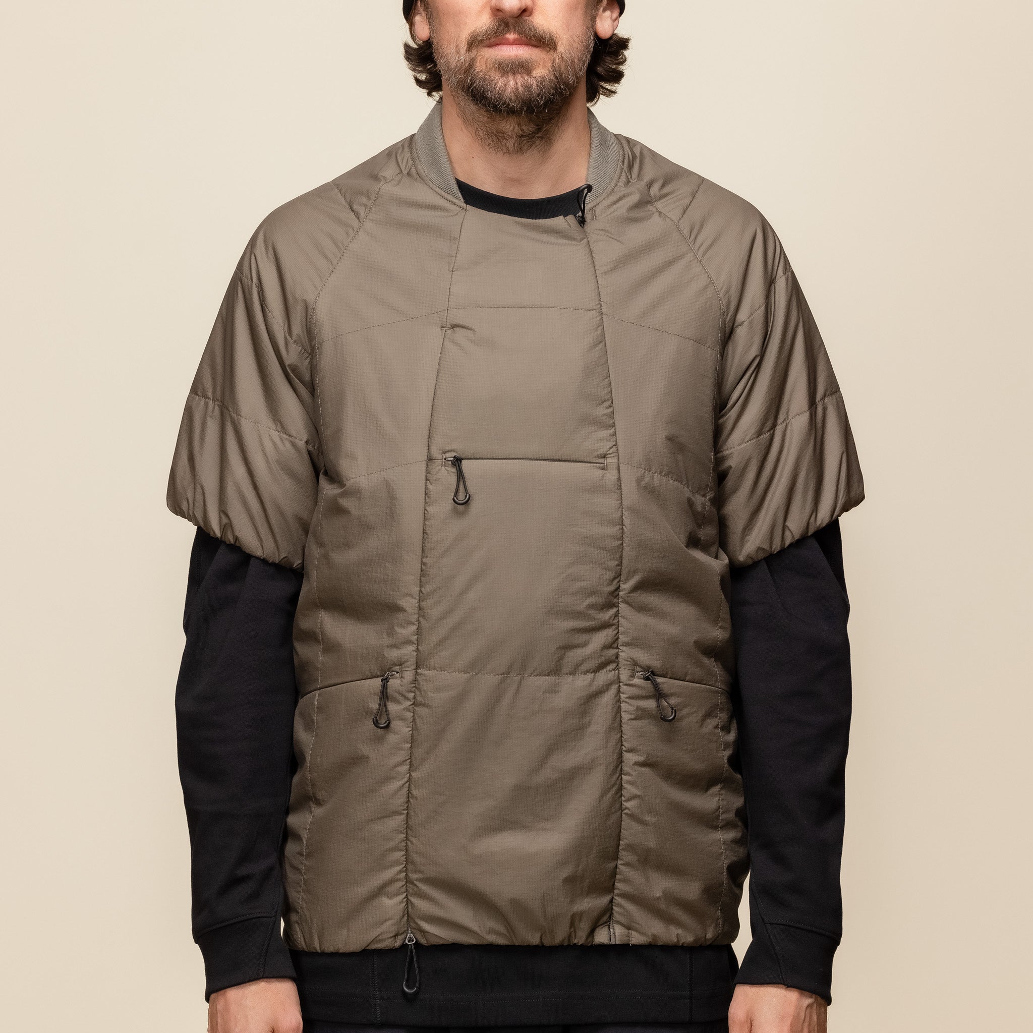 Norbit by Hiroshi Nozawa - Insulation Inner Bush Short Sleeve T-Shirt Jacket - Grey