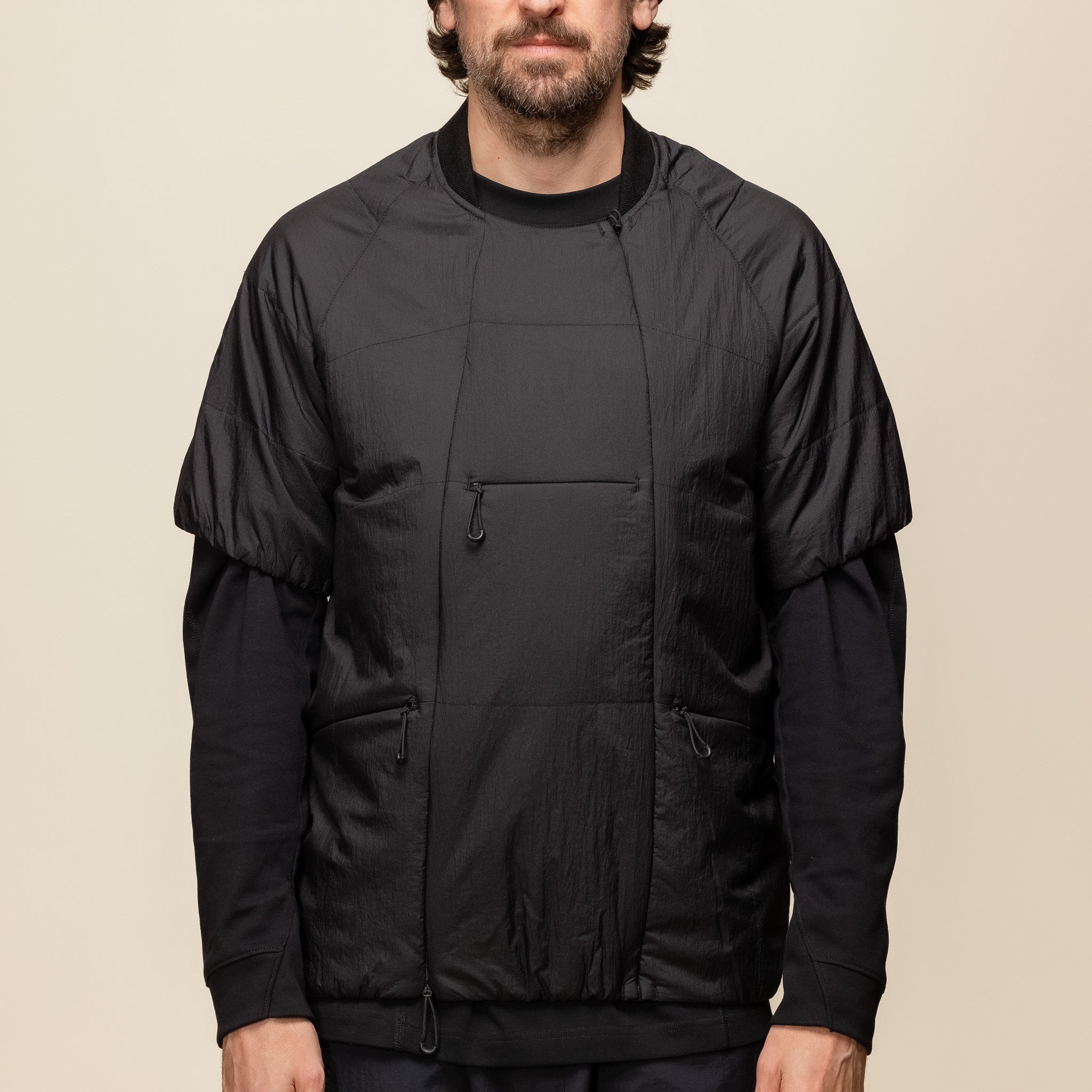 Norbit by Hiroshi Nozawa - Insulation Inner Bush Short Sleeve T-Shirt Jacket - Black