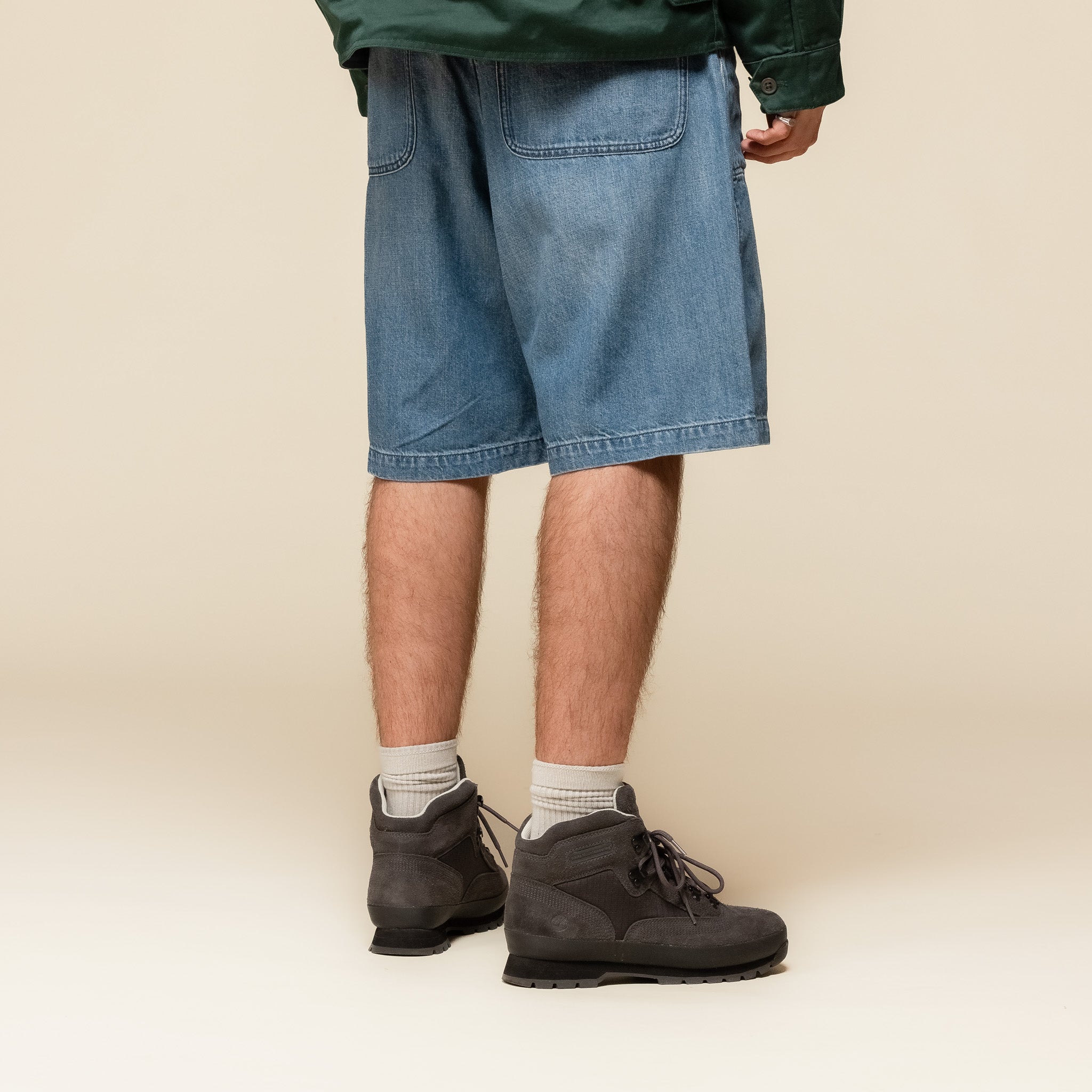 SUDS406E Nanamica - Denim Work Shorts - Indigo Bleach