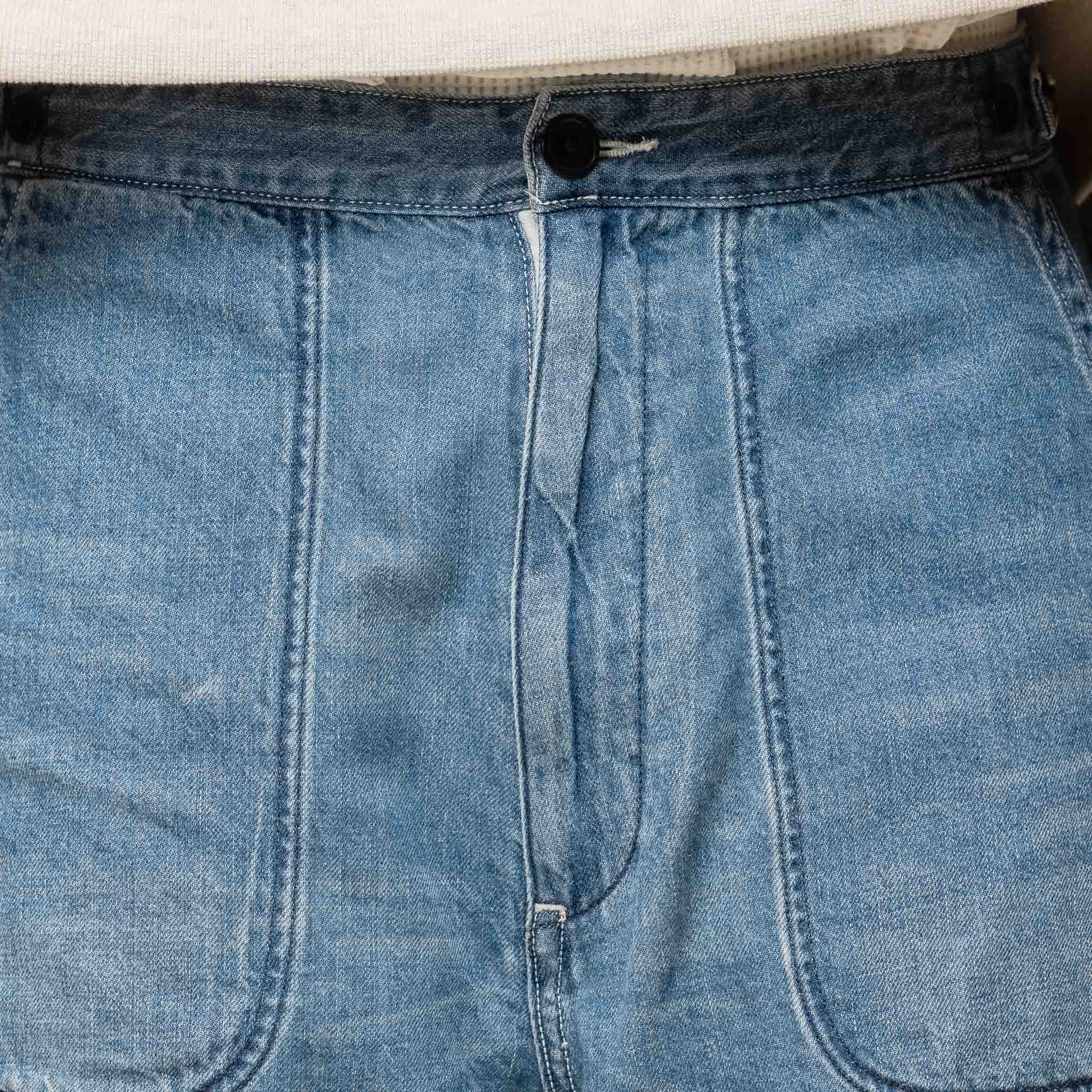 SUDS406E Nanamica - Denim Work Shorts - Indigo Bleach