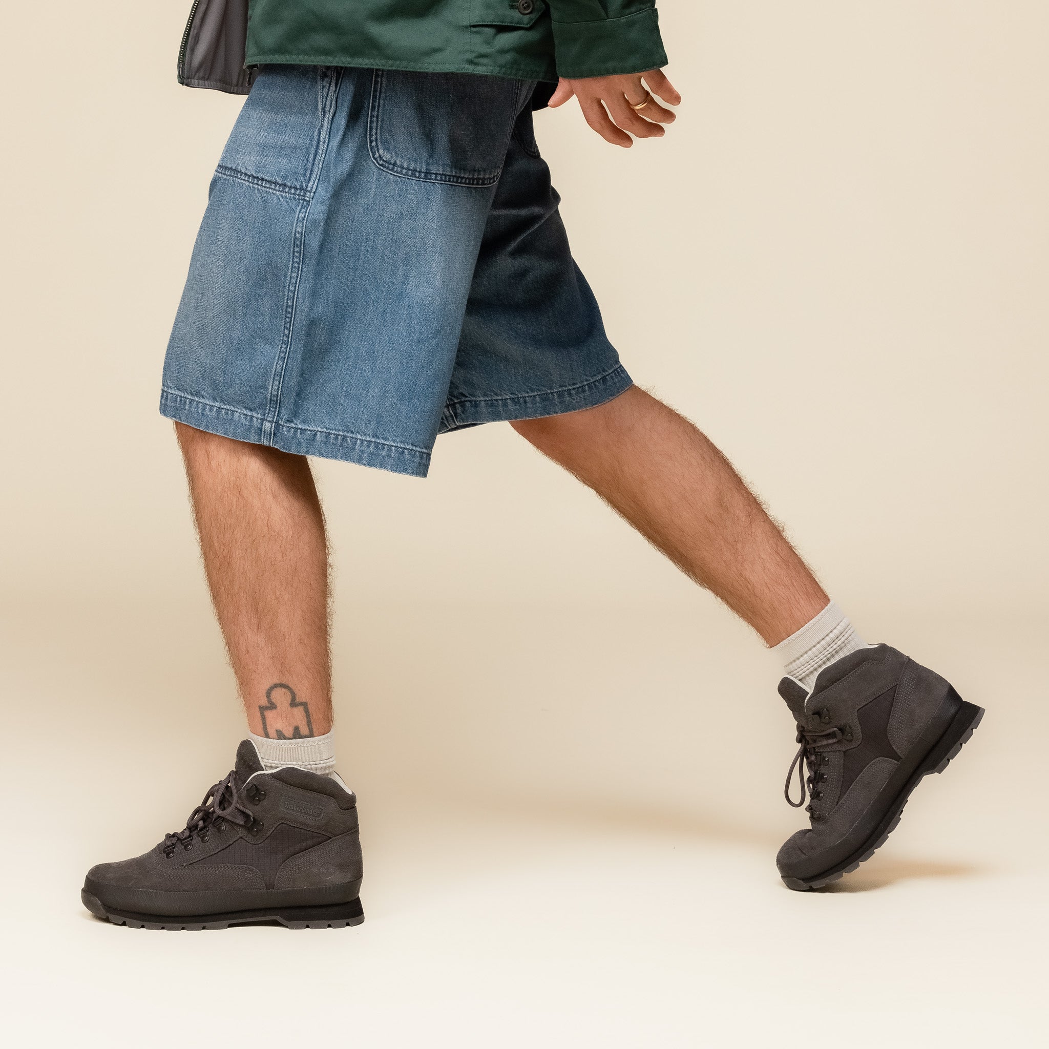 SUDS406E Nanamica - Denim Work Shorts - Indigo Bleach