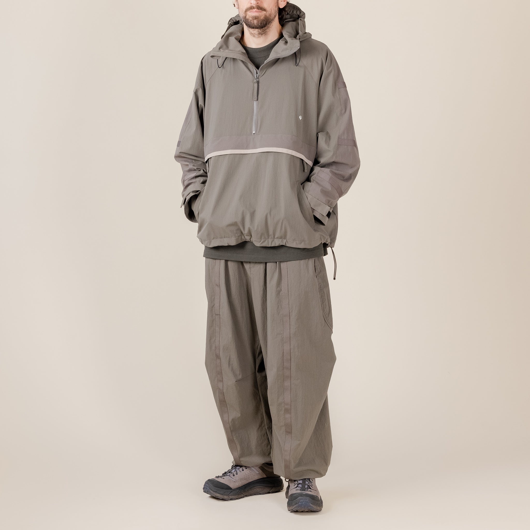 GOOPiMADE X TTOO - “Gof-A3” Tech-Meander Pullover Jacket - Sage "goopimade this thing of ours" "goopimade TTOO collaboration"