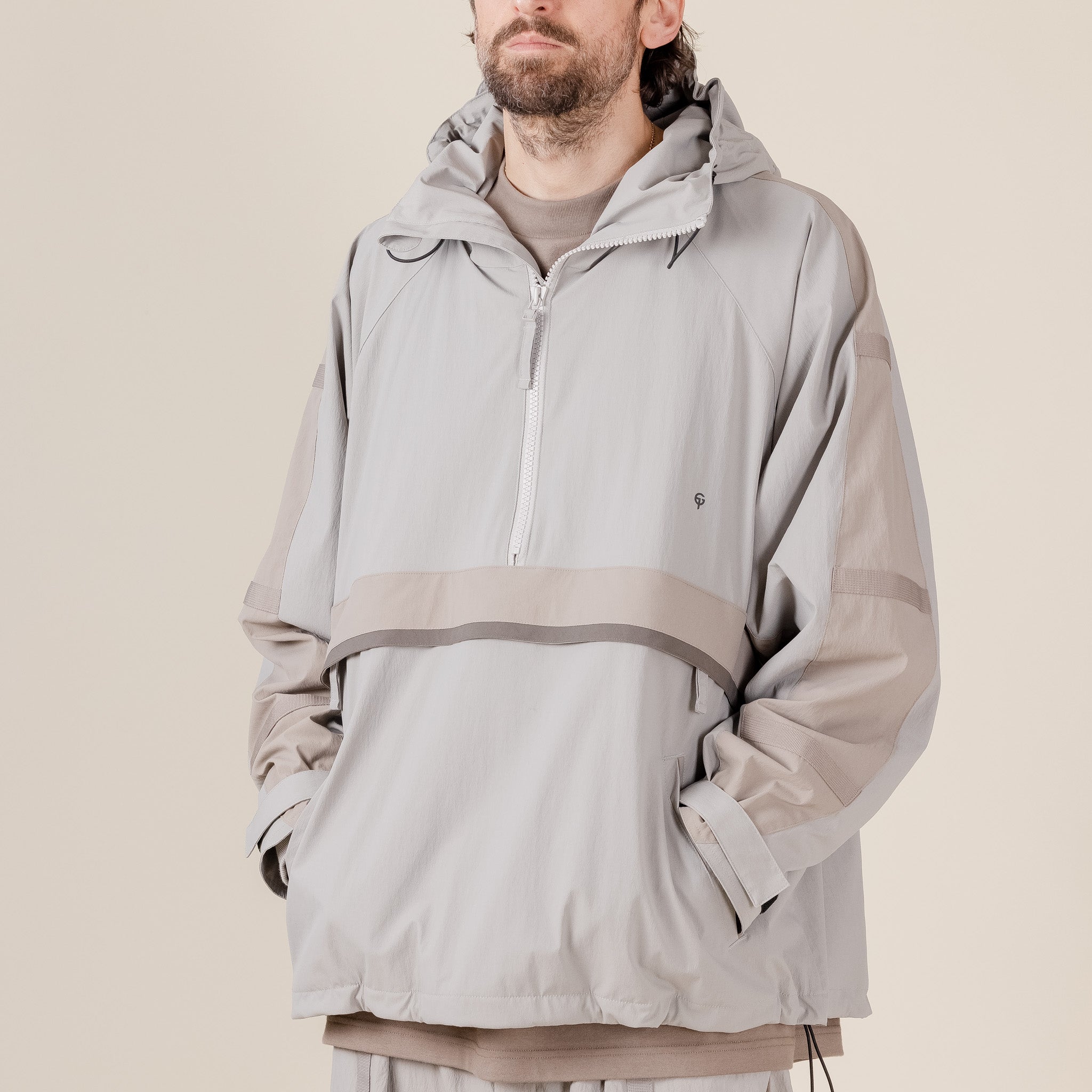 GOOPiMADE X TTOO - “Gof-A3” Tech-Meander Pullover Jacket - Light Grey "goopimade this thing of ours" "goopimade TTOO collaboration"