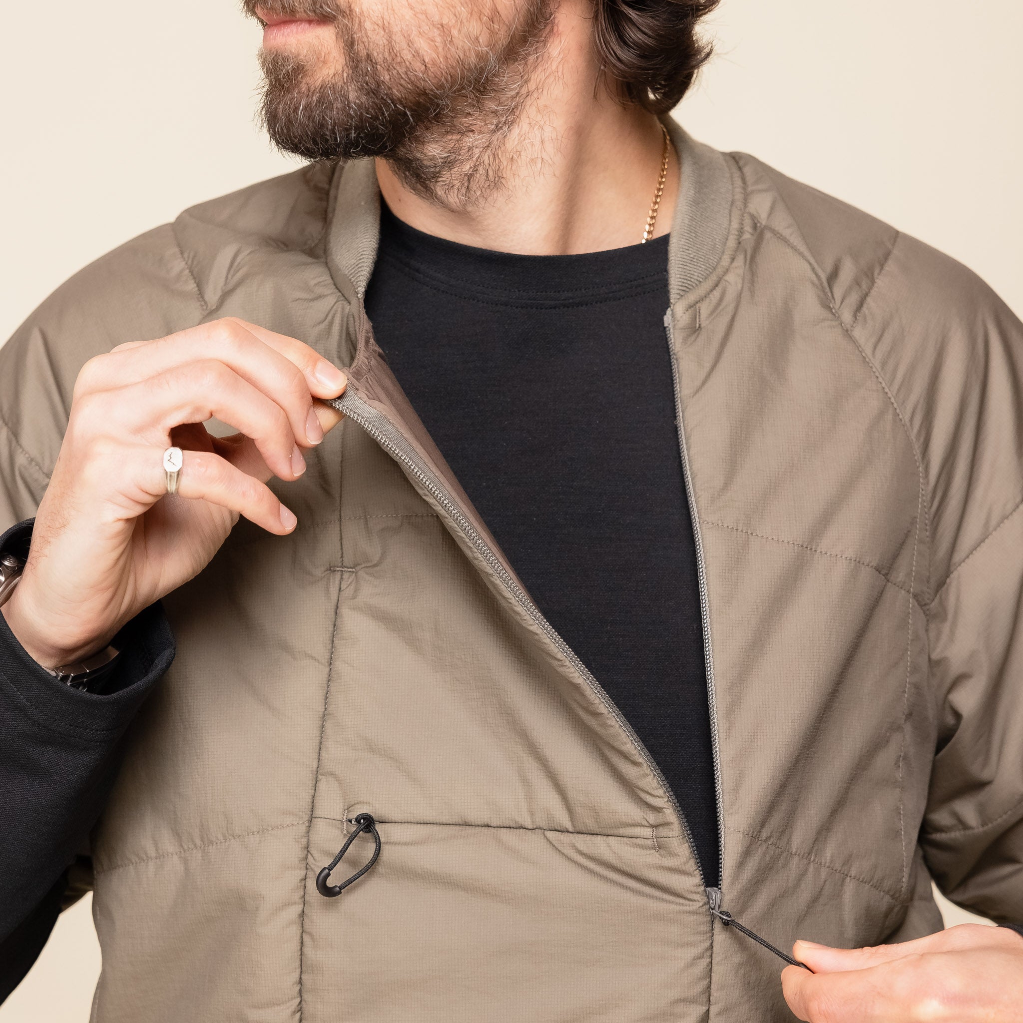HNDN-027 Norbit by Hiroshi Nozawa - Insulation Inner Bush Short Sleeve T-Shirt Jacket - Grey