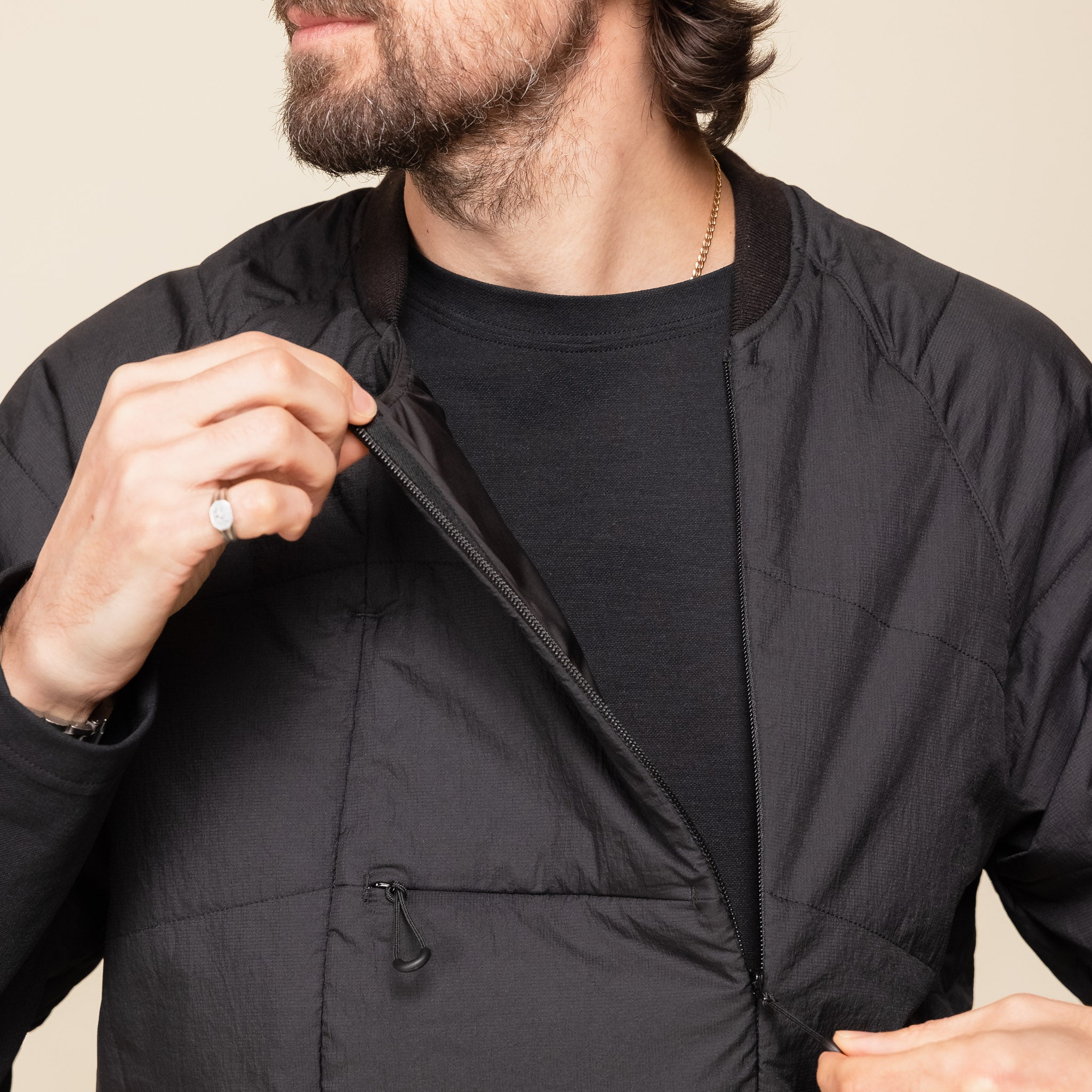 HNDN-027 Norbit by Hiroshi Nozawa - Insulation Inner Bush Short Sleeve T-Shirt Jacket - Black