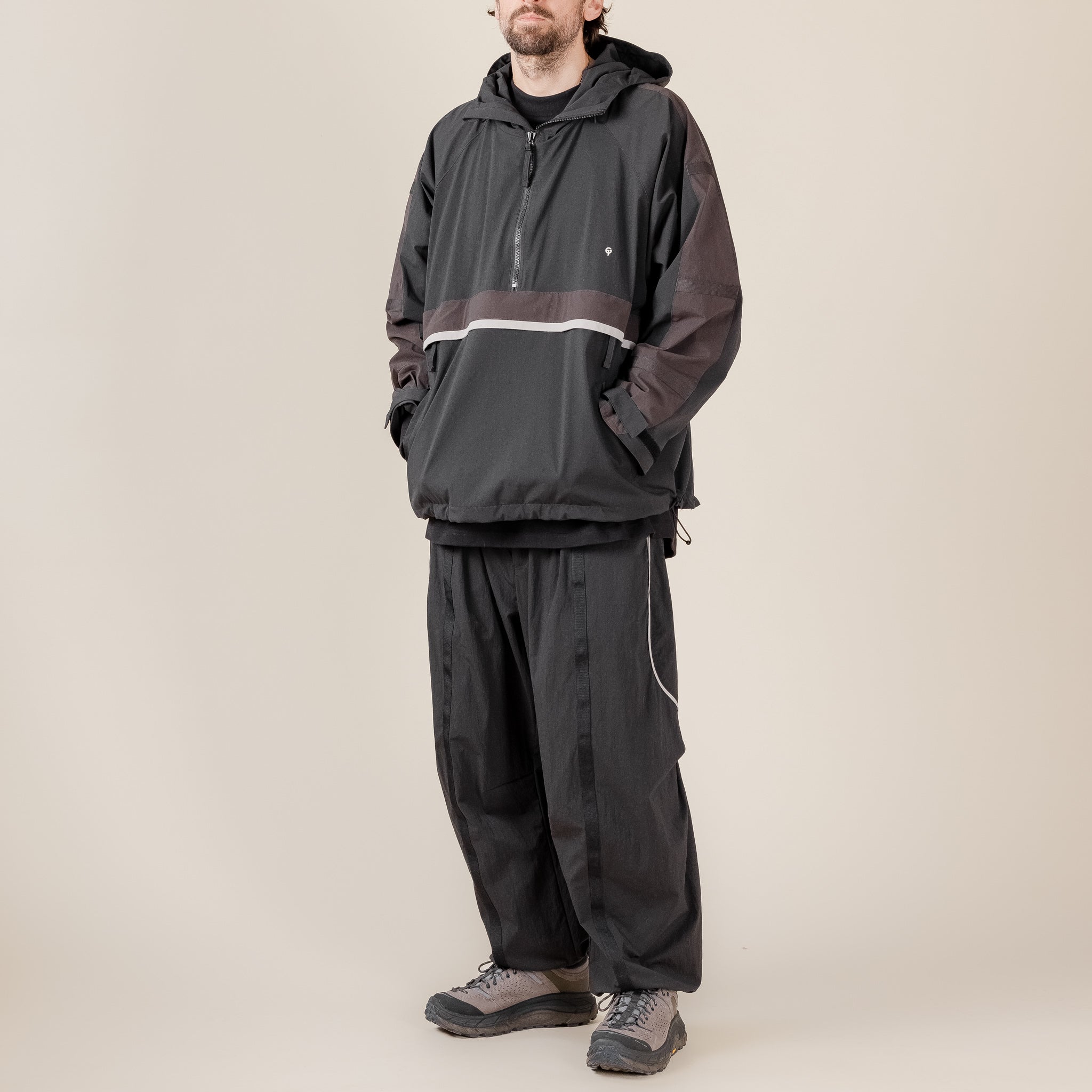 GOOPiMADE X TTOO - “Gof-A3” Tech-Meander Pullover Jacket - Black "goopimade this thing of ours" "goopimade TTOO collaboration"