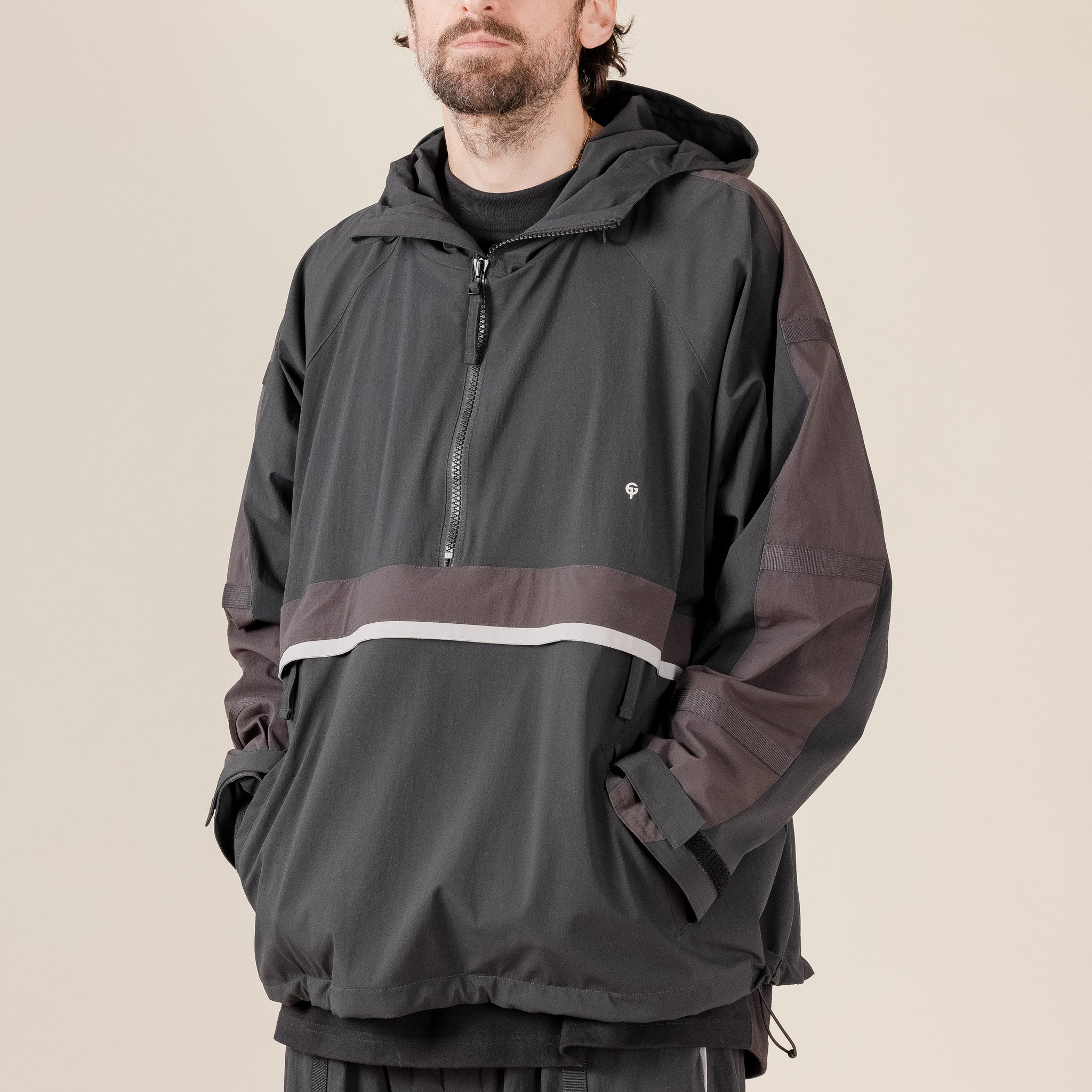 GOOPiMADE X TTOO - “Gof-A3” Tech-Meander Pullover Jacket - Black "goopimade this thing of ours" "goopimade TTOO collaboration"