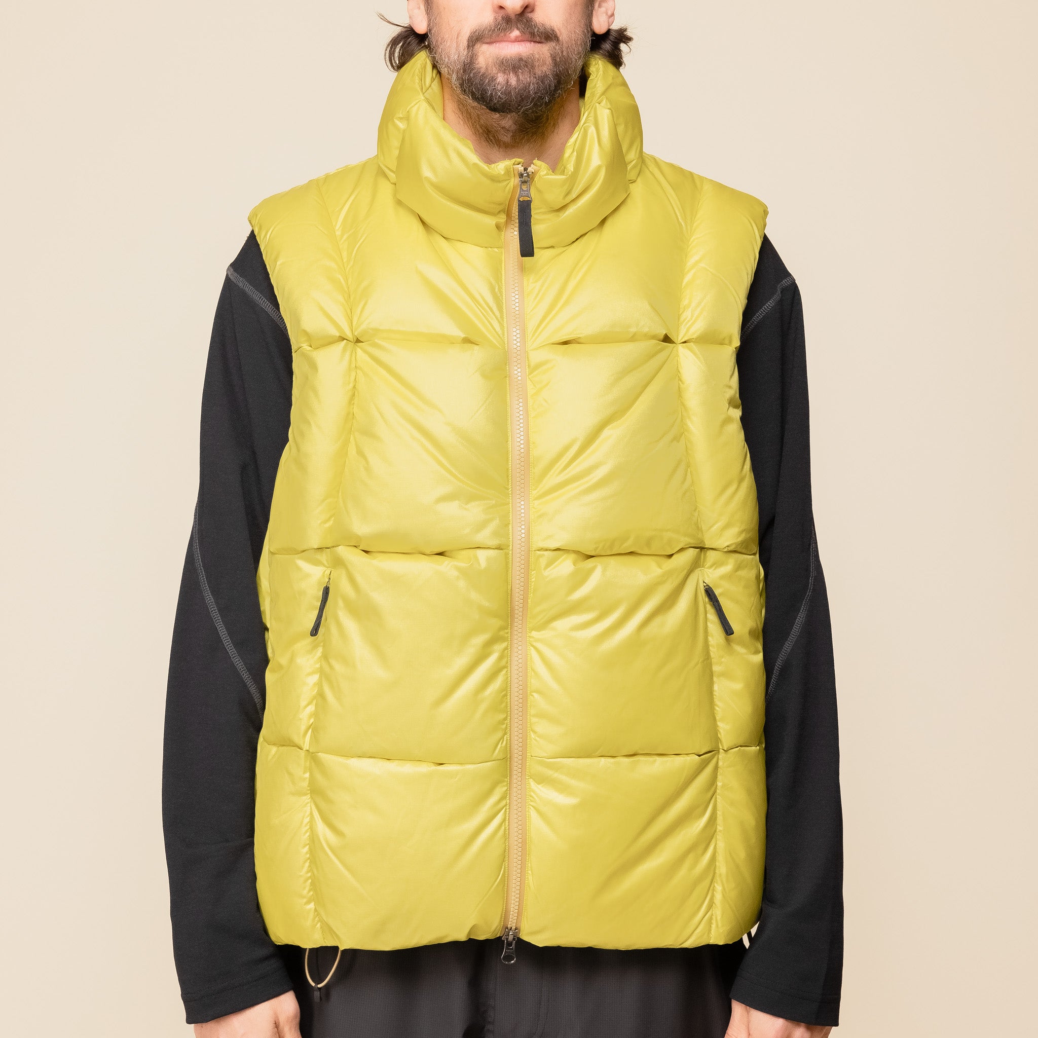 Goldwin 0 - Three Dimensional Down Vest - Sulphur Yellow  "golden 0 stockists" "golden 0 sale" "golden 0 UK stockist" GZ23301 