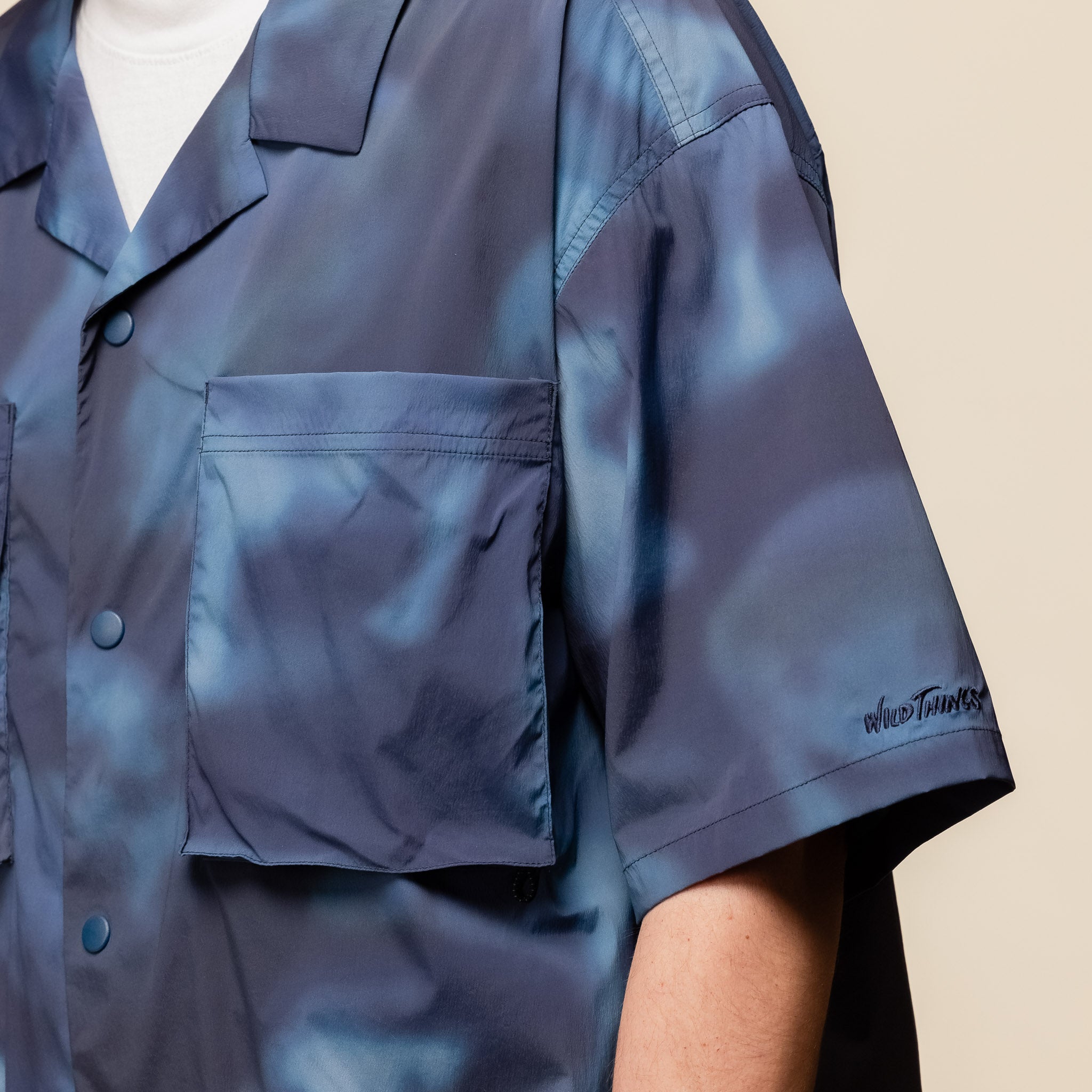 Wild Things Japan - Short Sleeve Camp Shirt - Nature Mosaic Blue