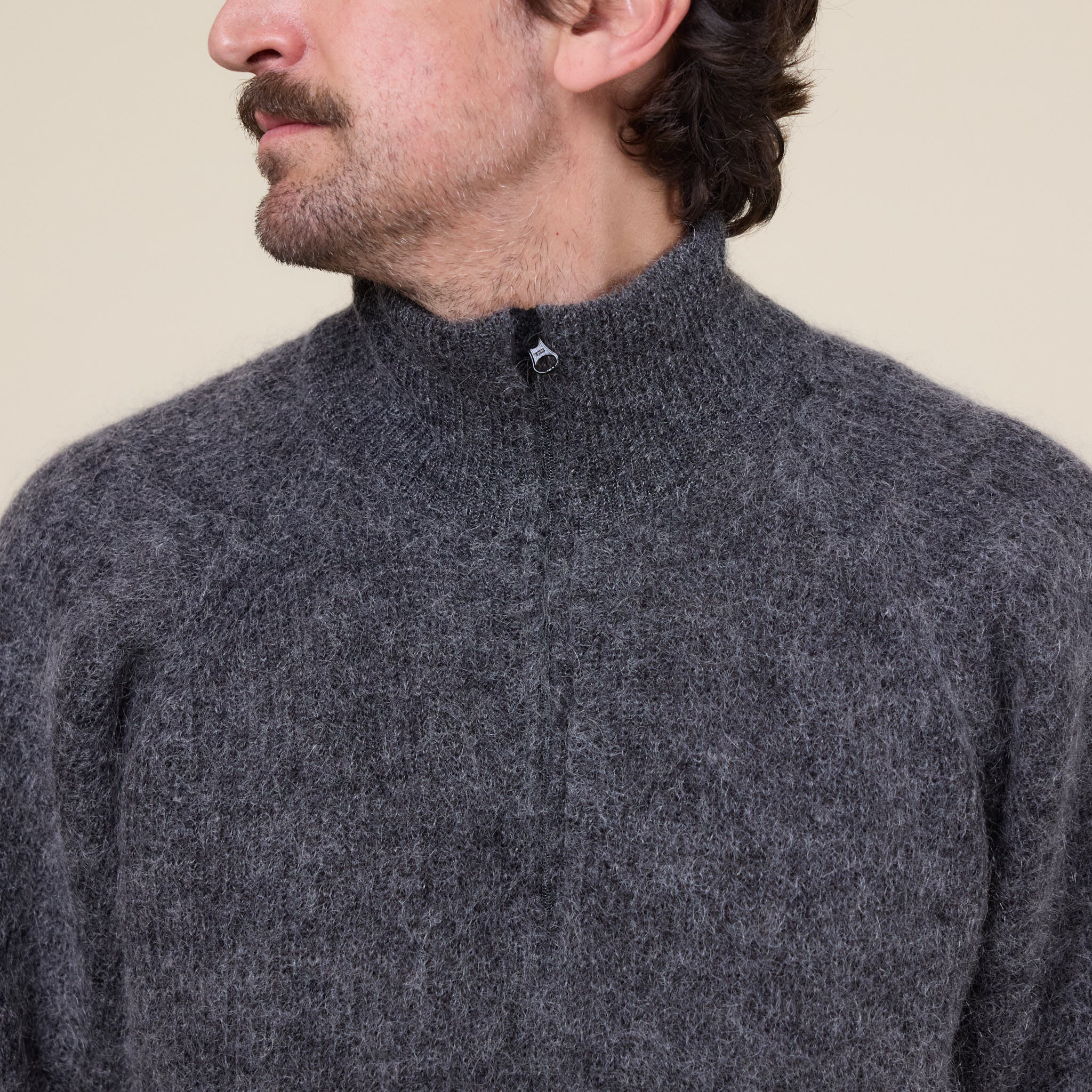 Hiking Patrol - Essence Mohair Mixed Knit Top - Dark Grey