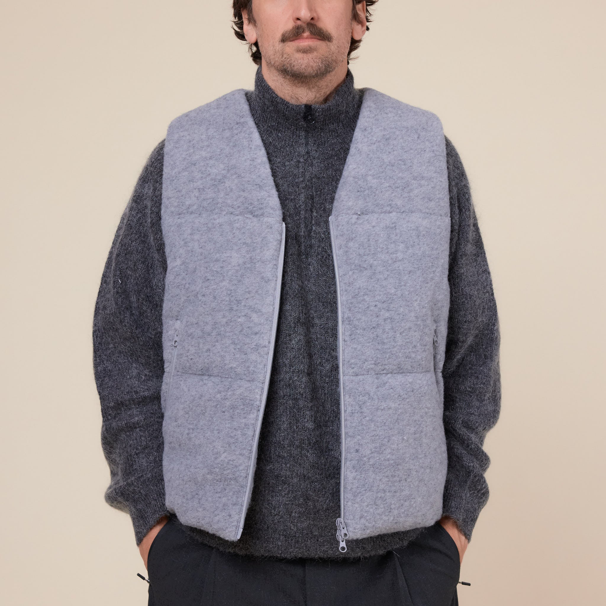 Hiking Patrol - Element Texture Down Vest Jacket - Grey