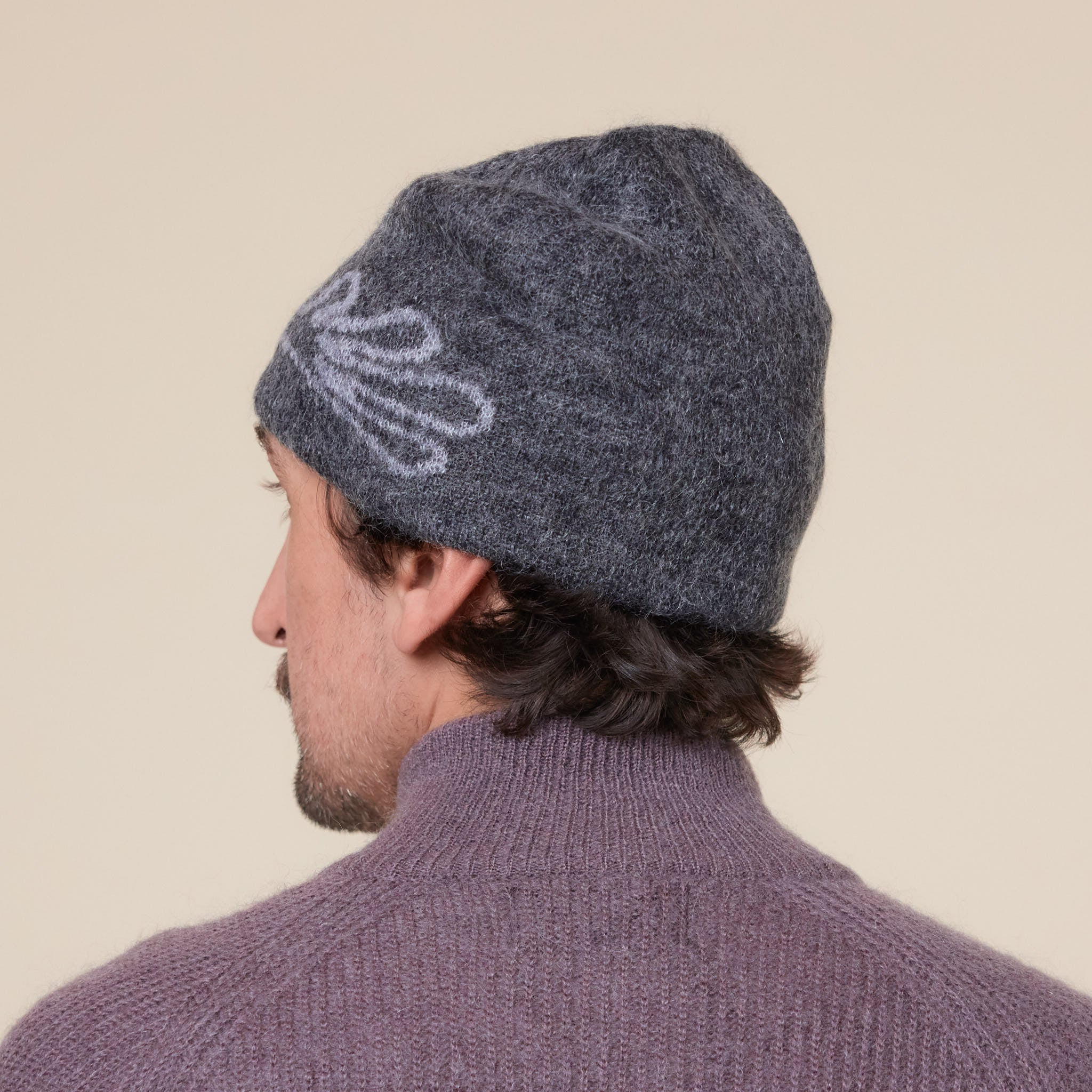 Hiking Patrol - Mascot Mohair Mixed Knit Beanie - Dark Grey