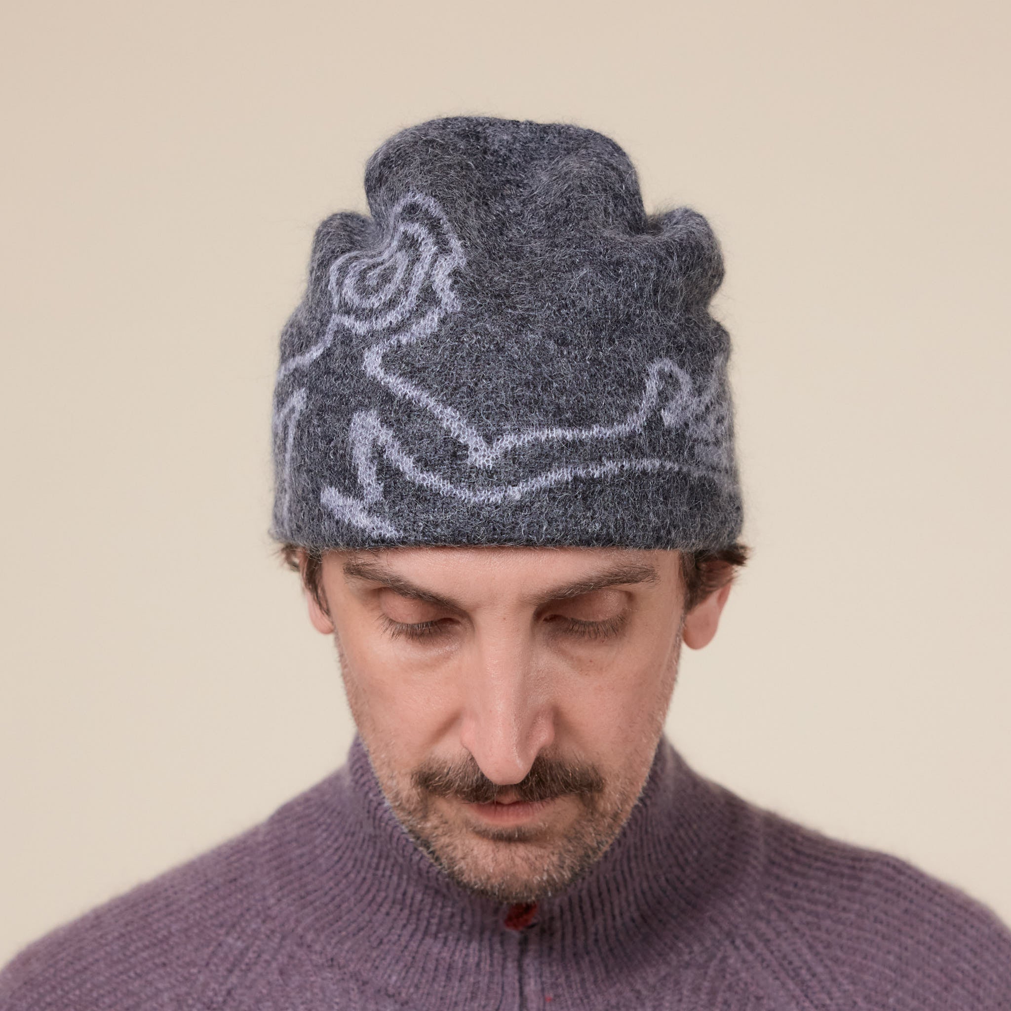 Hiking Patrol - Mascot Mohair Mixed Knit Beanie - Dark Grey