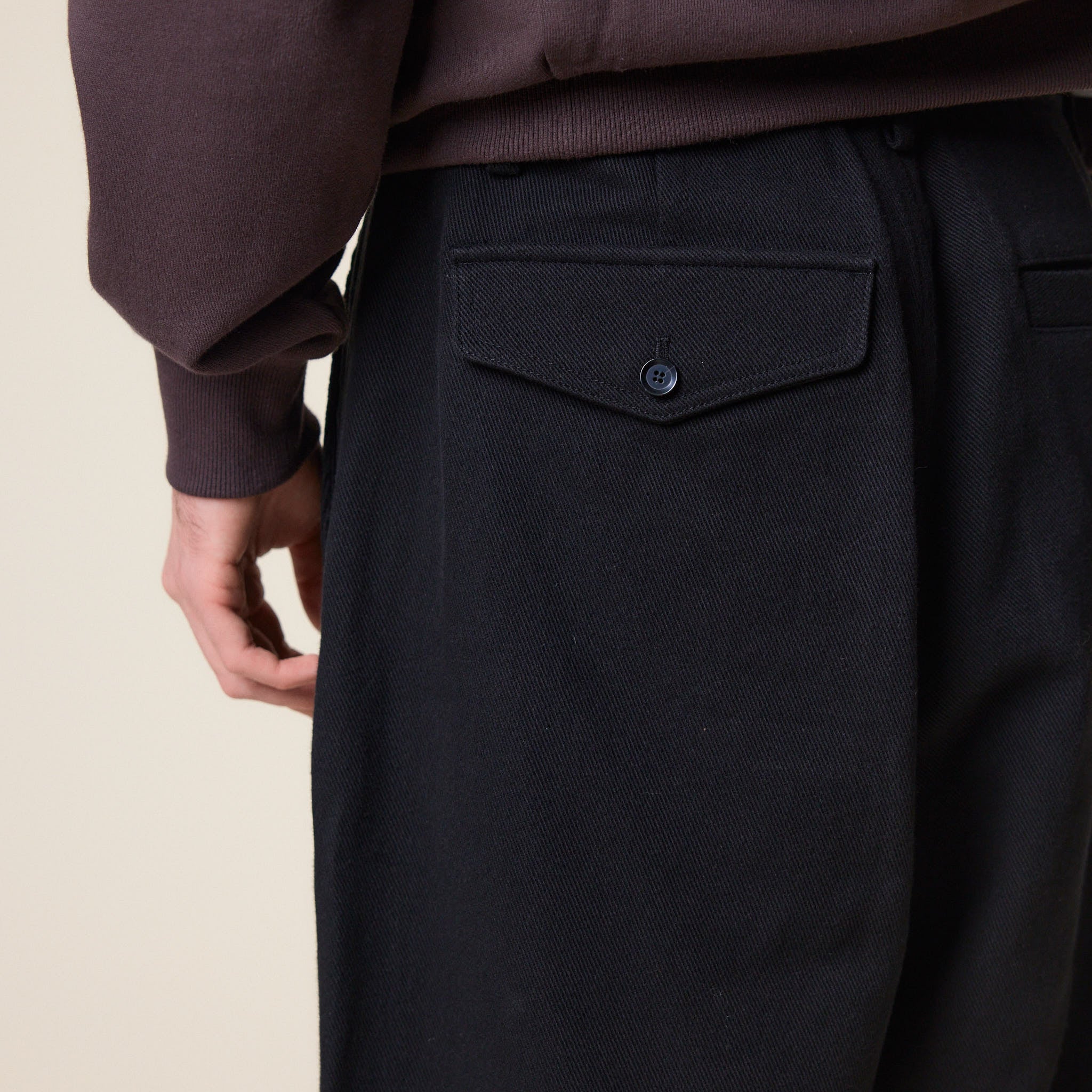 Merely Made - Premium Dual Fabric Contrast Wide Pants - Royal Black