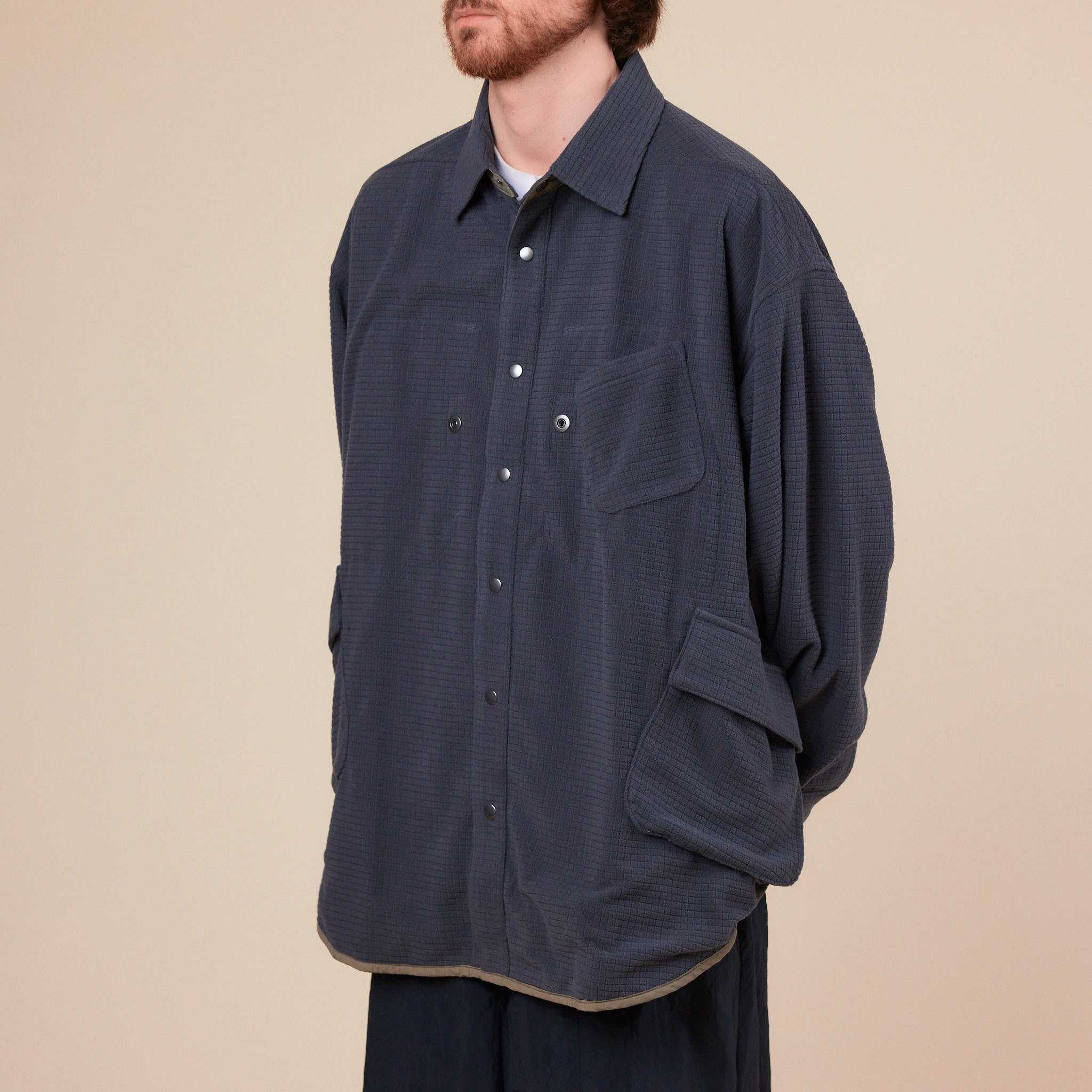 Poliquant - Reversible Block Fleece Shirt Jacket - Charcoal Grey