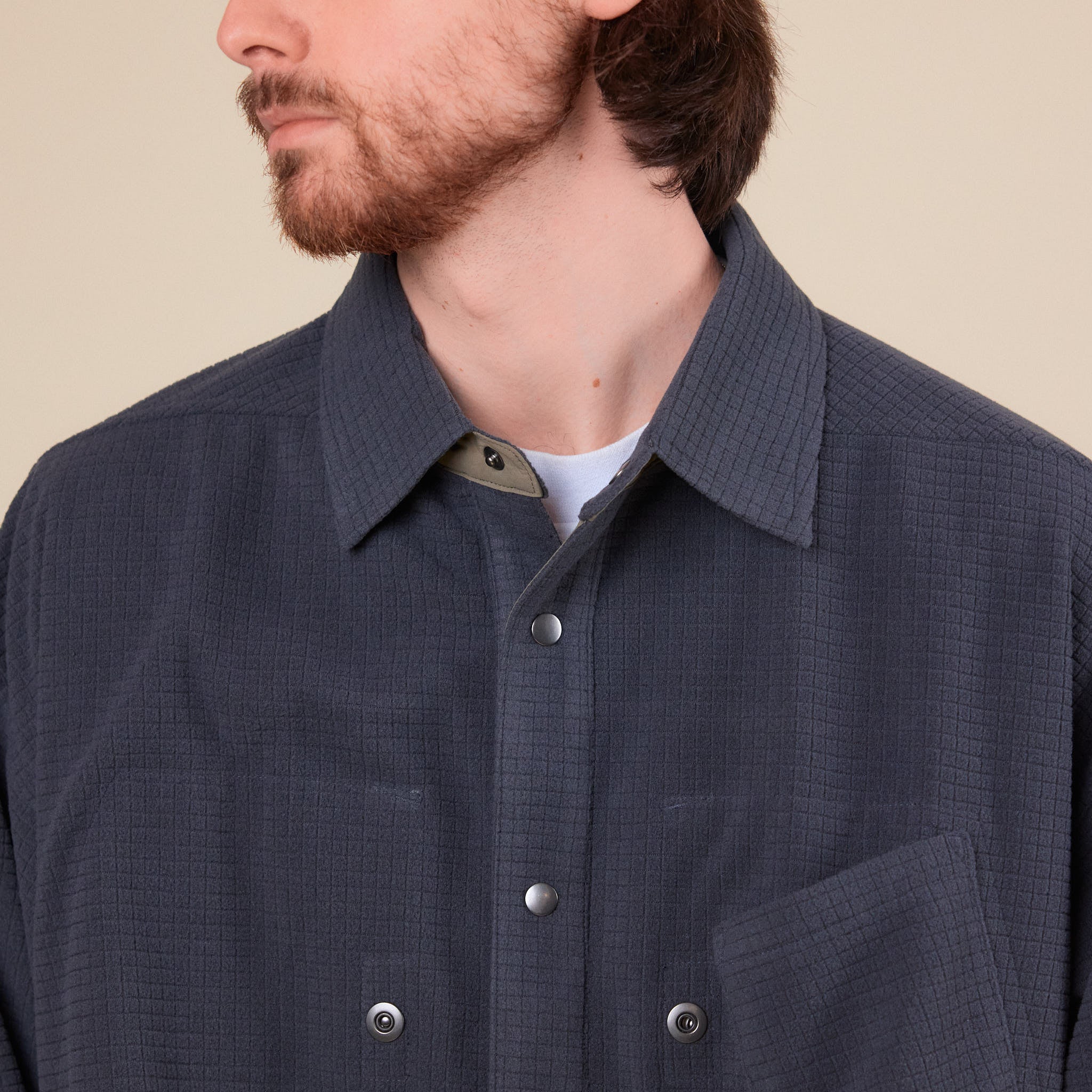 Poliquant - Reversible Block Fleece Shirt Jacket - Charcoal Grey
