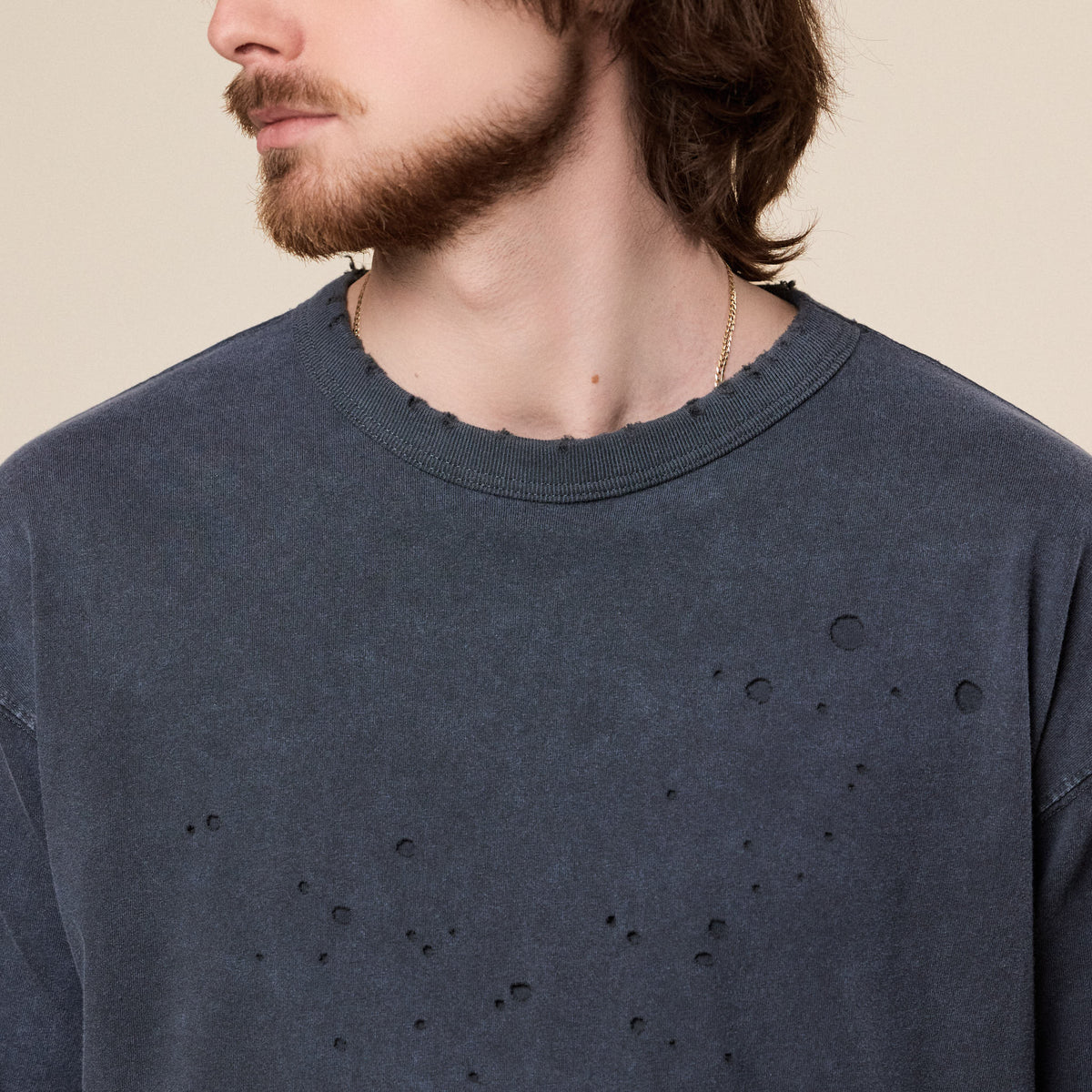 BEAMS - Layered Damage Long Sleeve T-Shirt - Black | T.T.O.O