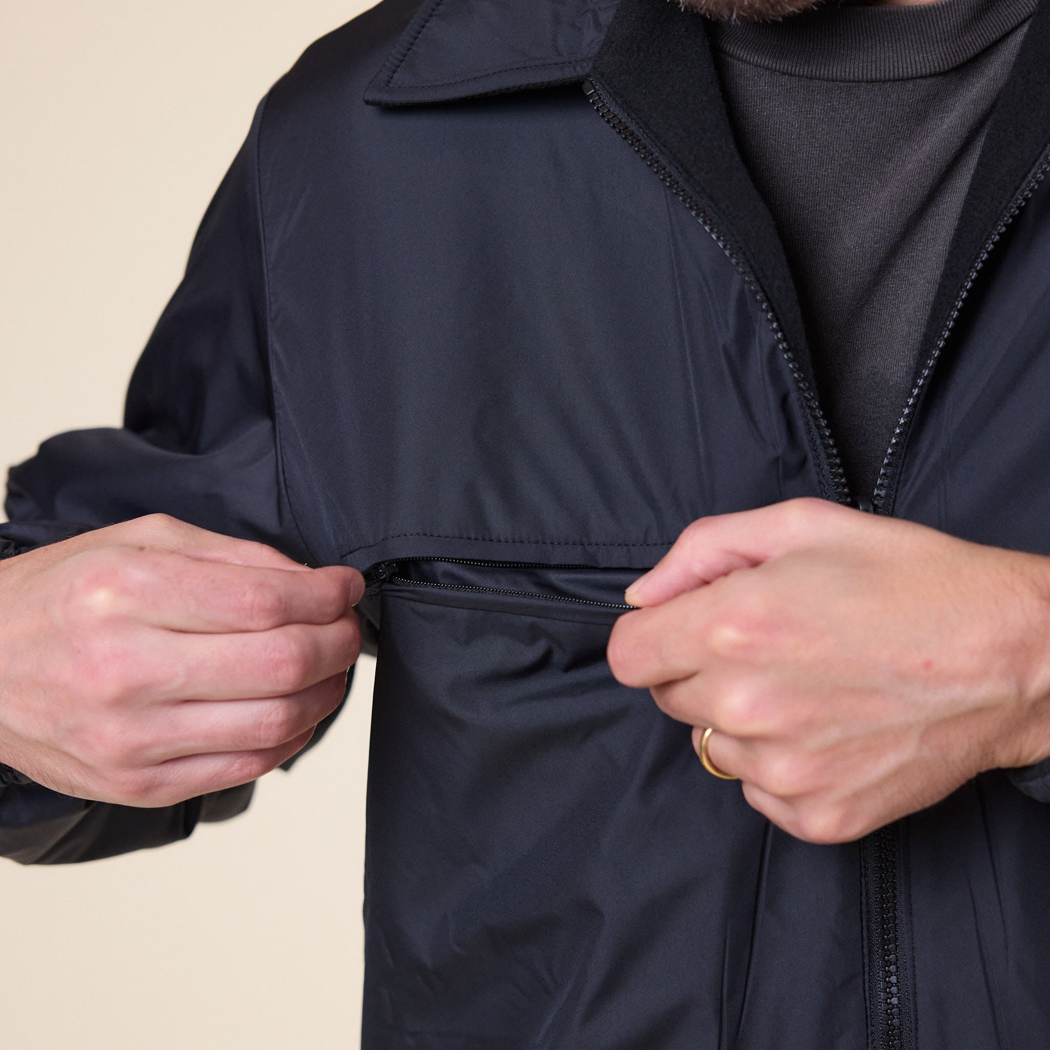 GR10K - Polartec Collared Reversible Fleece Jacket - Black