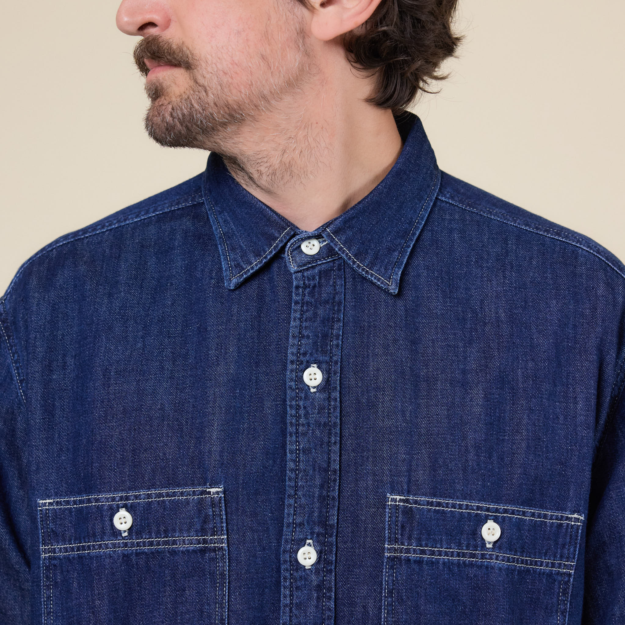 Edwin - Denim Western Shirt - Blue Dark Used