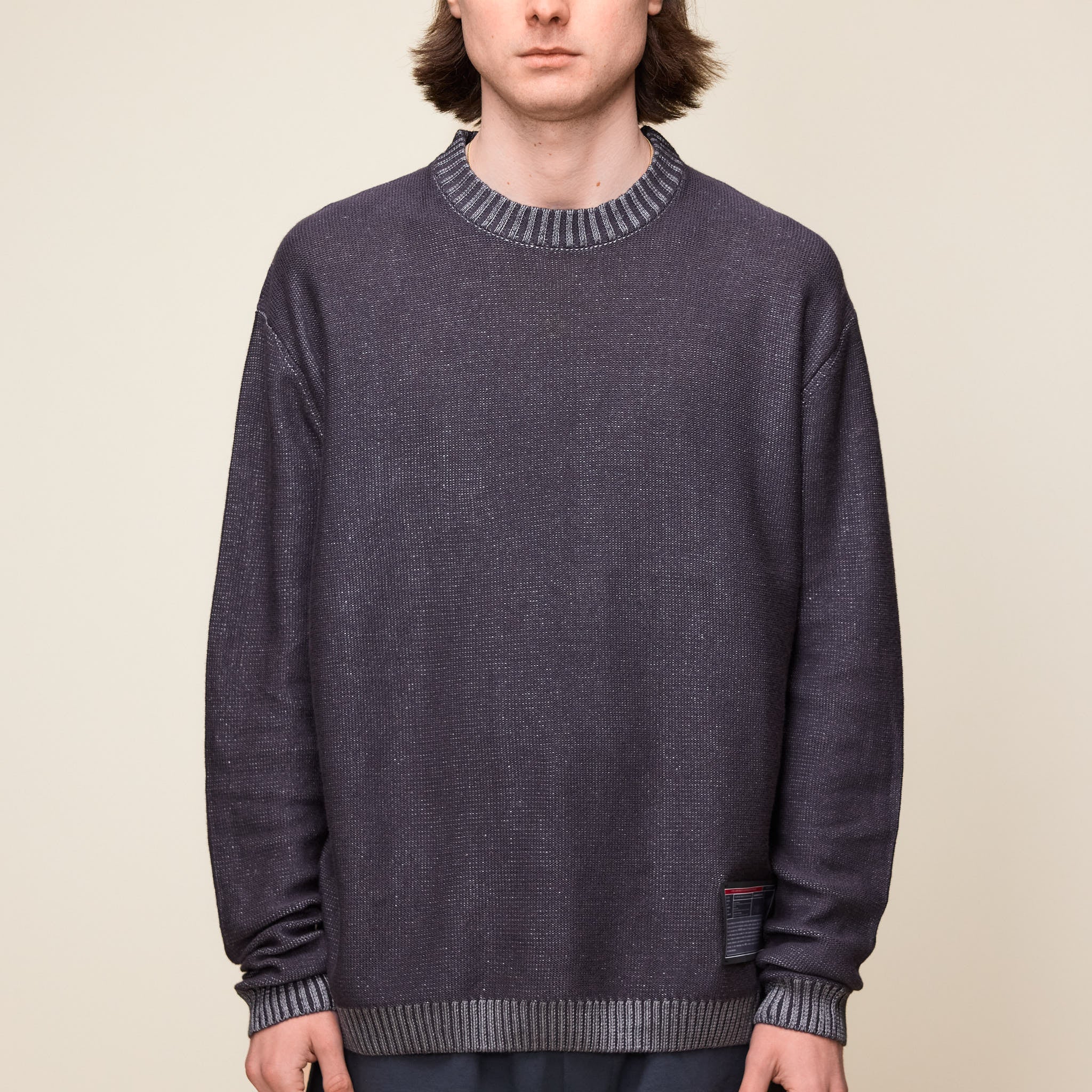 GR10K - Blended High Molecular Crewneck Sweater - Stone Grey BG241154JD-38-S