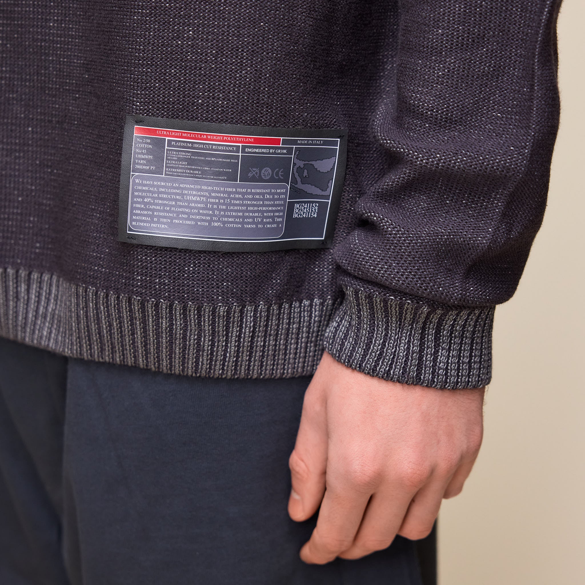 GR10K - Blended High Molecular Crewneck Sweater - Stone Grey BG241154JD-38-S