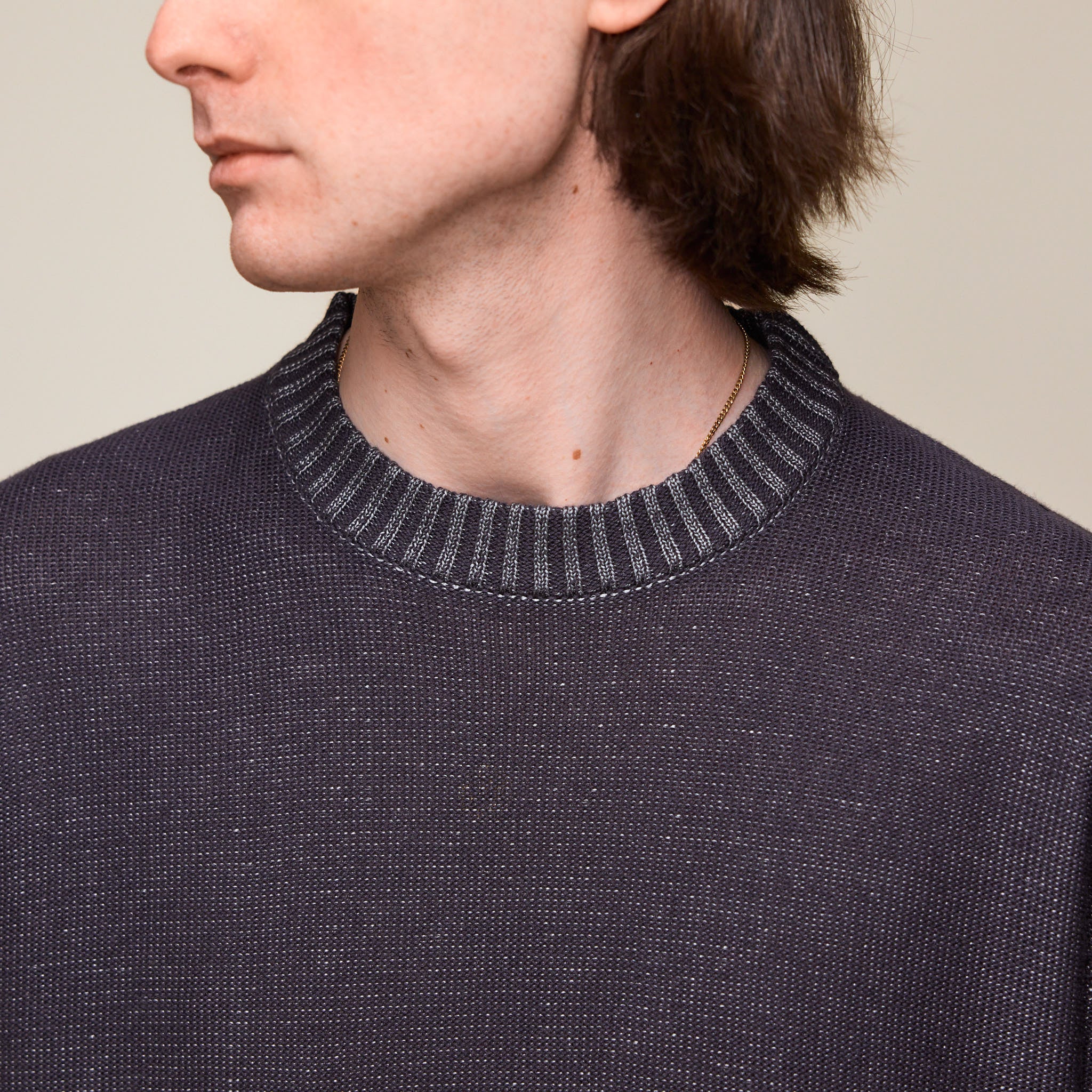 GR10K - Blended High Molecular Crewneck Sweater - Stone Grey BG241154JD-38-S
