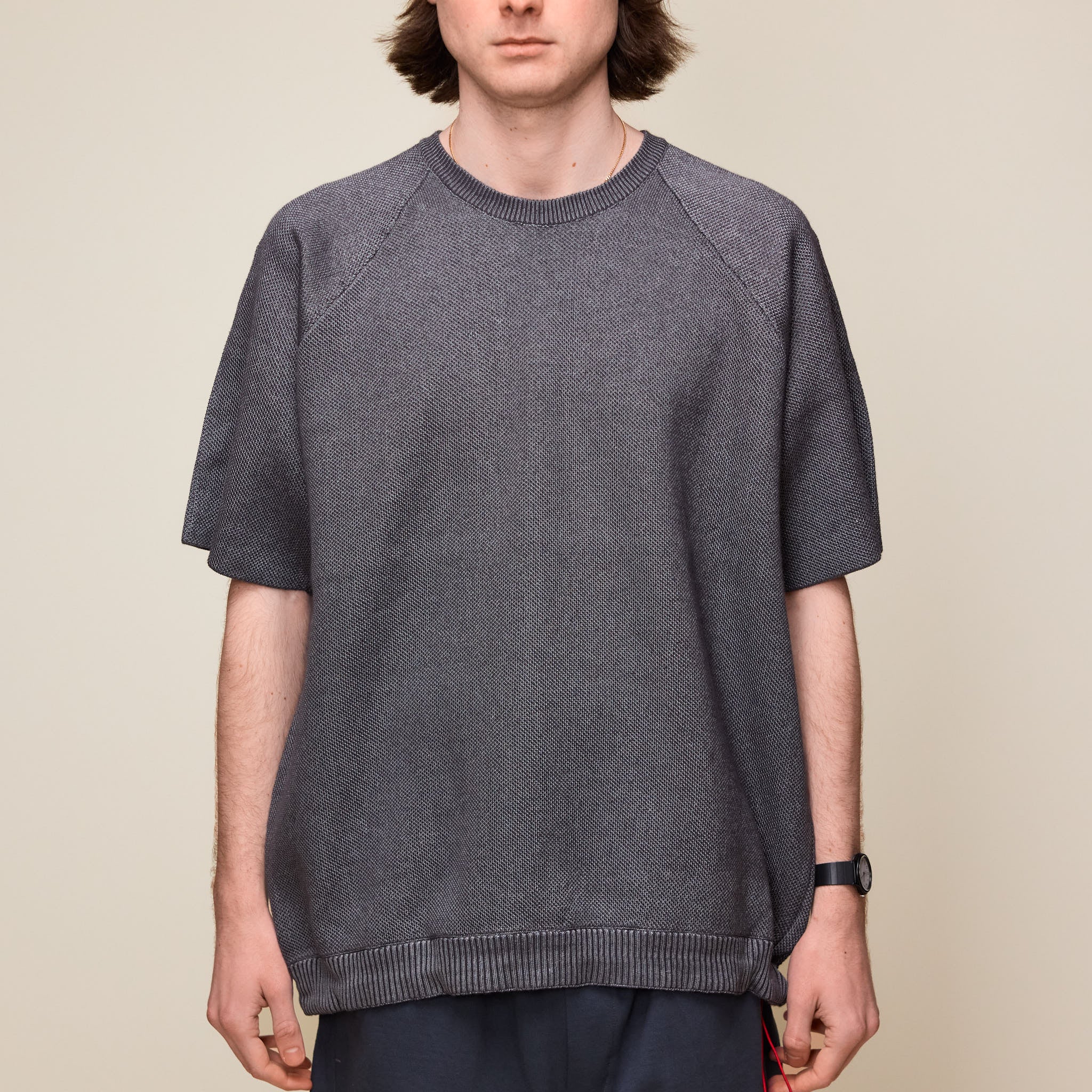 GR10K - Blended High Molecular Knit T-Shirt - Stone Grey BG245153JB