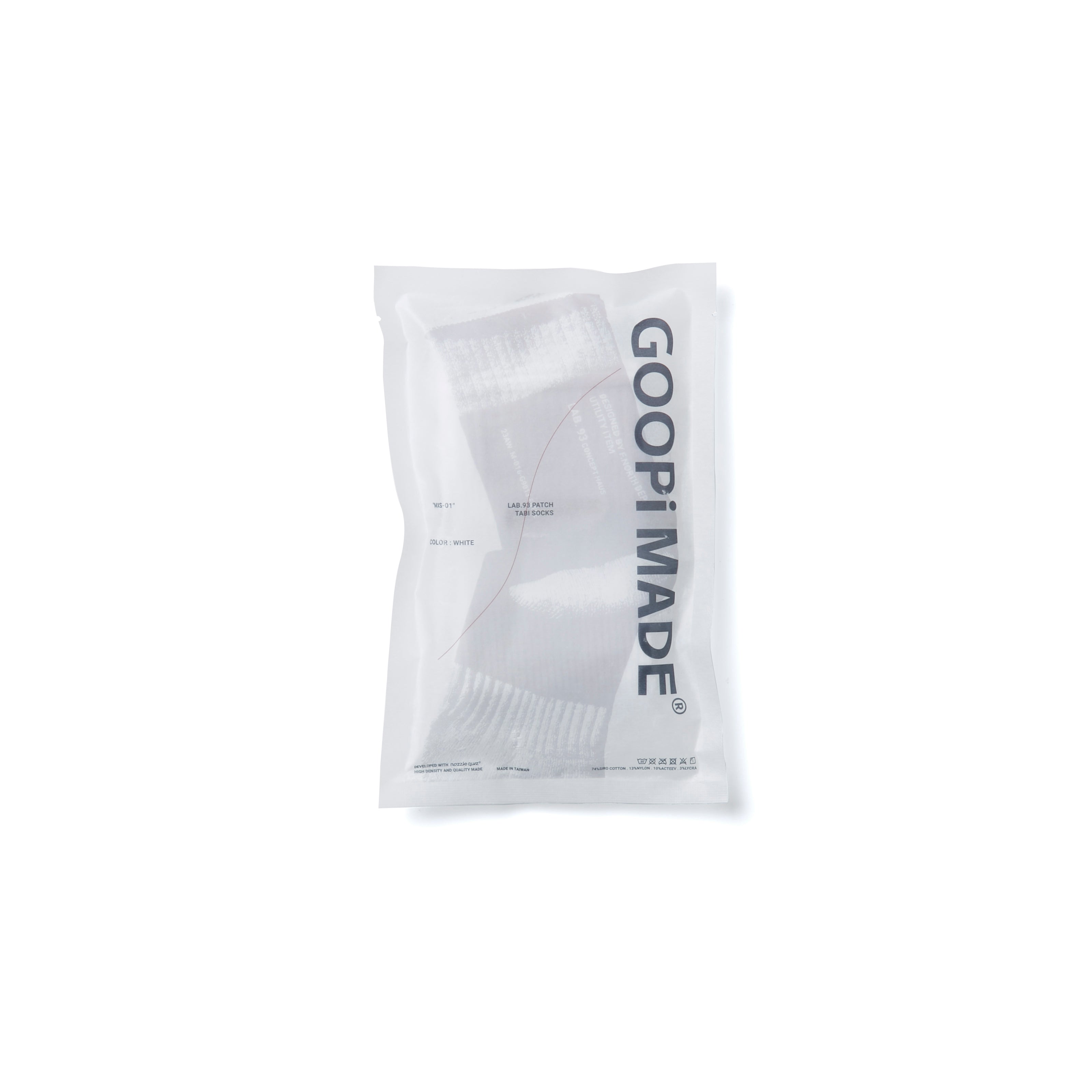 GOOPiMADE - "MXS-01" Lab.93 Patch Tabi Socks - White