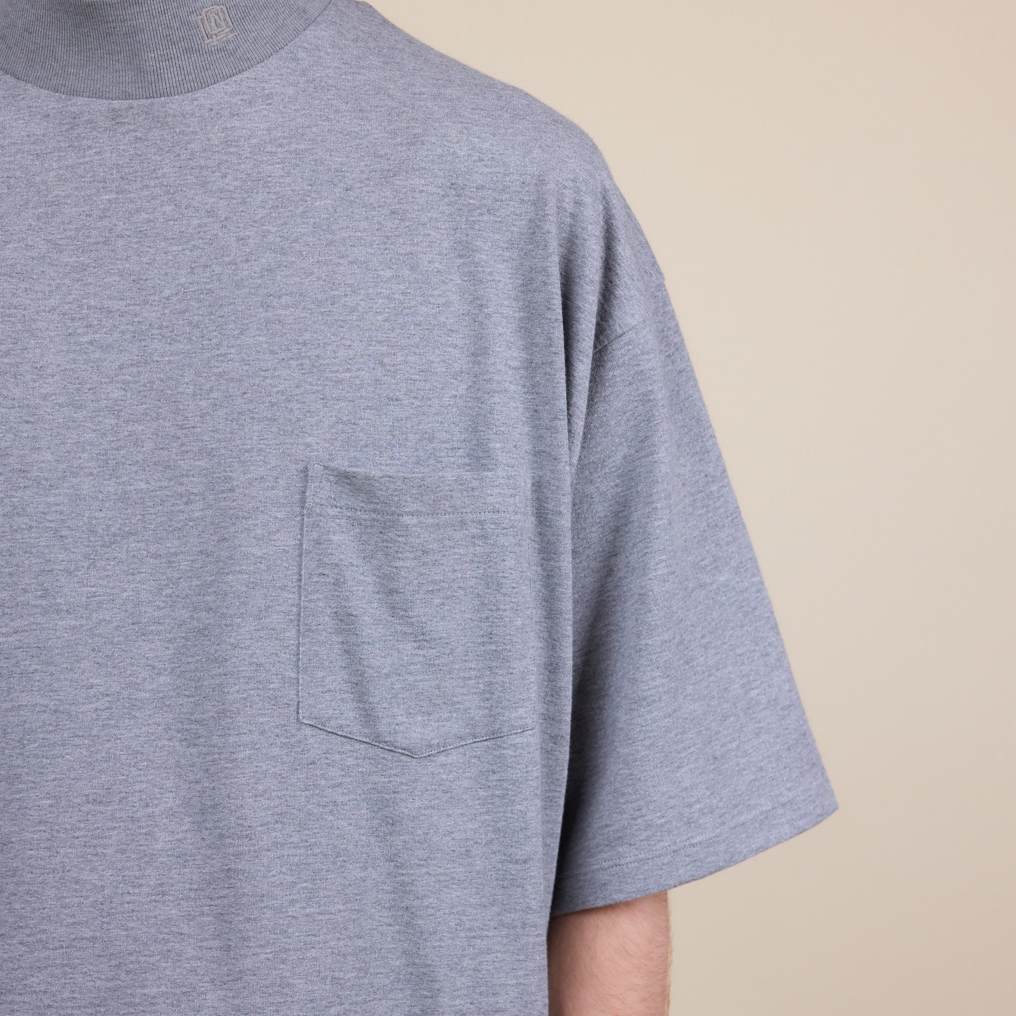Nanamica - Coolmax Mockneck T-Shirt - Heather Grey