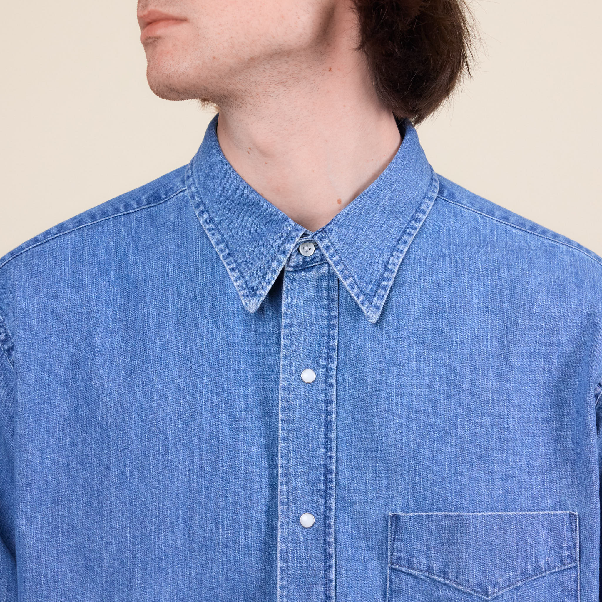 Nanamica - Regular Collar Light Denim Shirt - Indigo